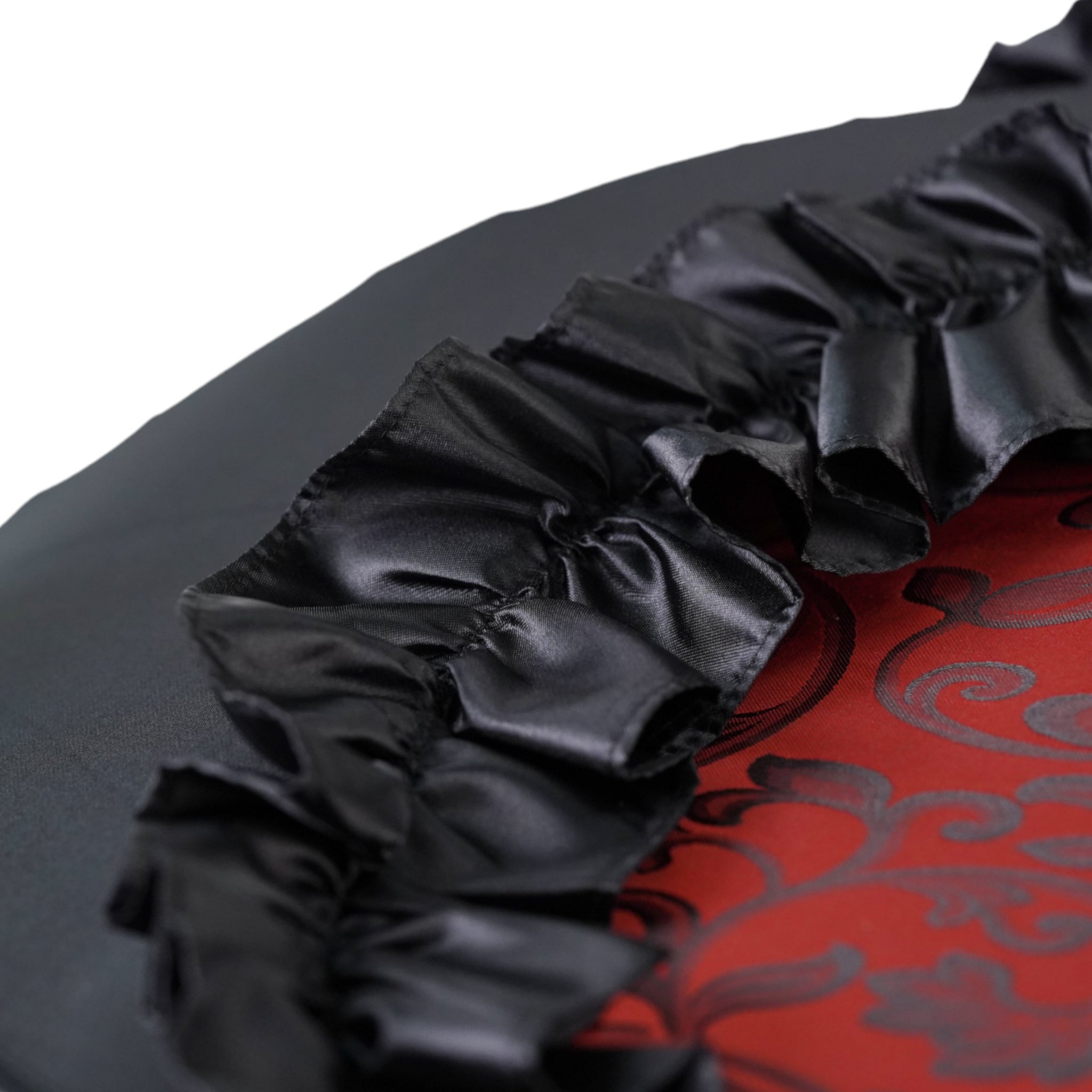 Designer Umbrella – Black Ruffle Edge, Silver-Plated Handle, Automatic Opening