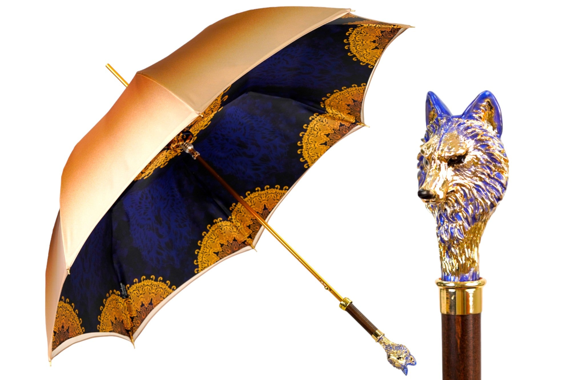 Luxury Hand-Painted Umbrella – Women's Rain Umbrella with 24K Gold Plated Handle