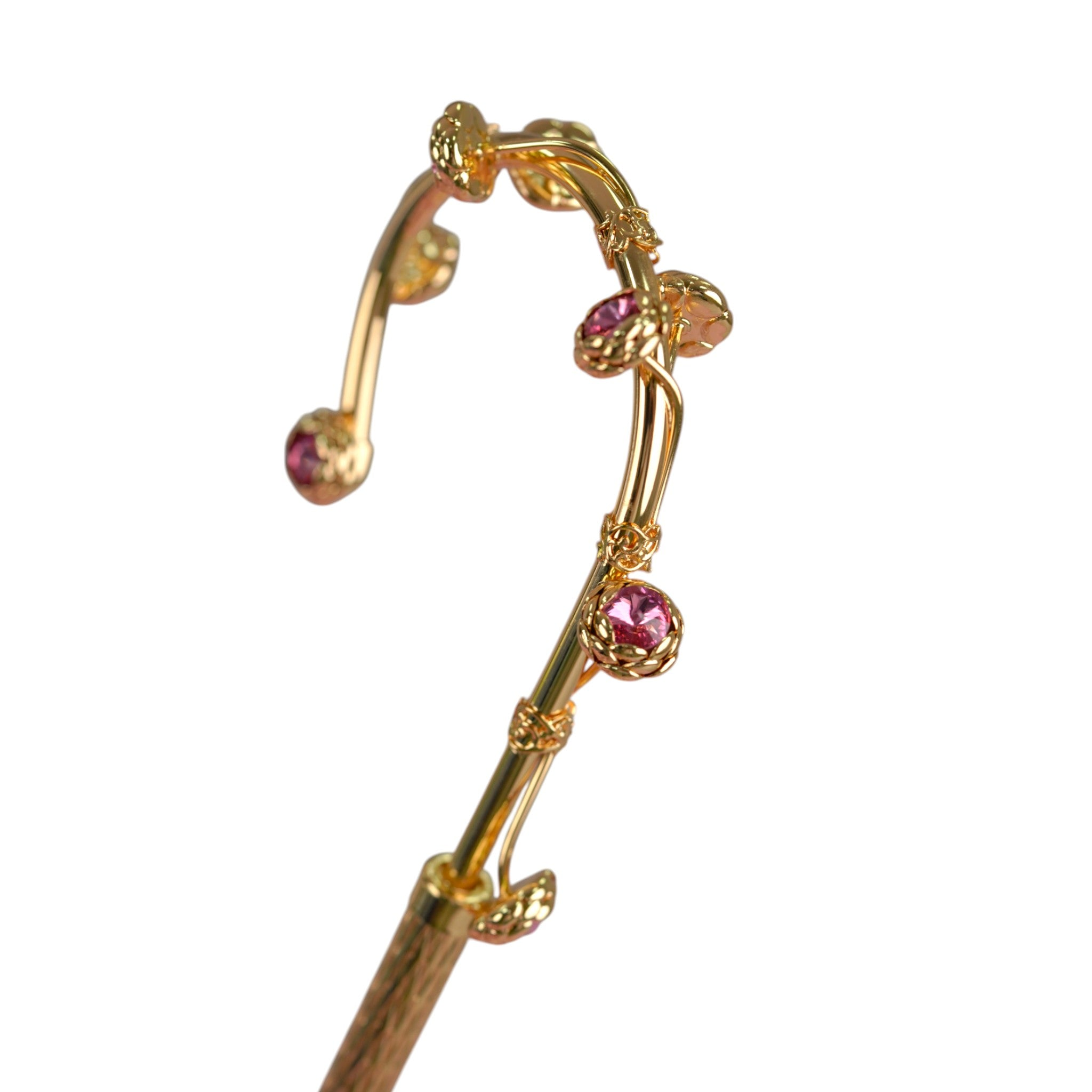 Luxury Women Umbrella – Satin Fabric Canopy | 24K Gold Handle Umbrella with Crystals