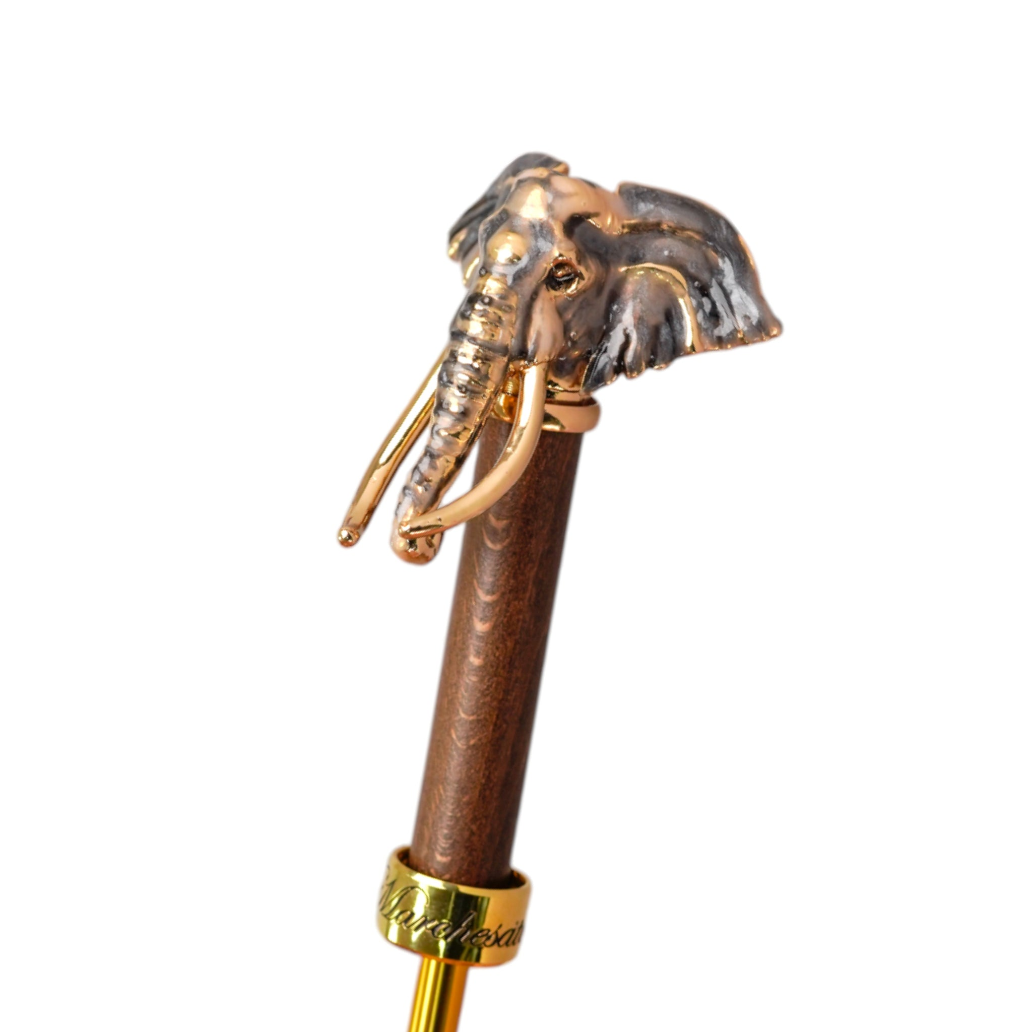 Golden Elephant Umbrella – Luxury Rain Protection With 24K Gold Handle & Satin Canopy