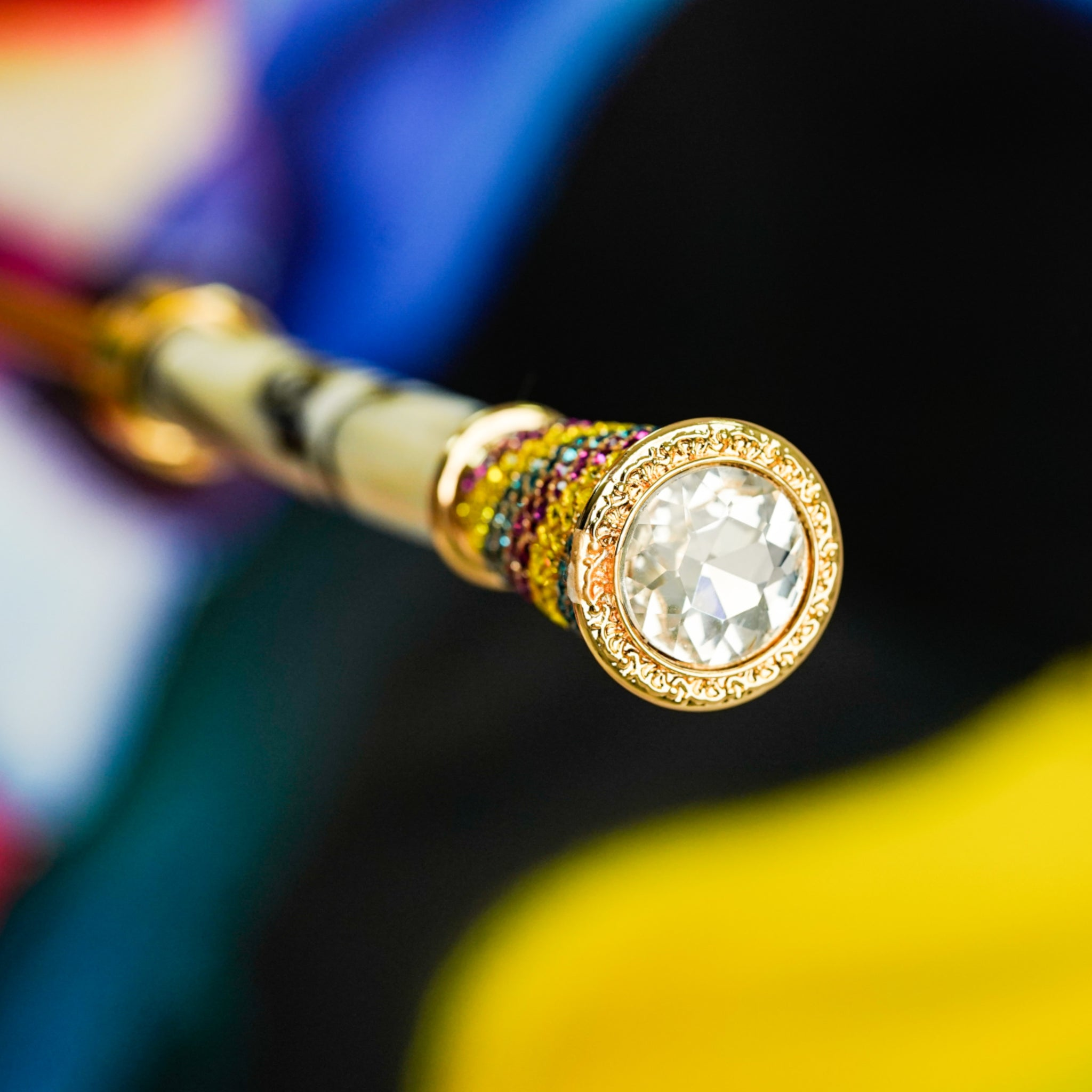 Gold Plated Umbrella – Handcrafted Italian Luxury Rain Umbrella with Crystal Handle