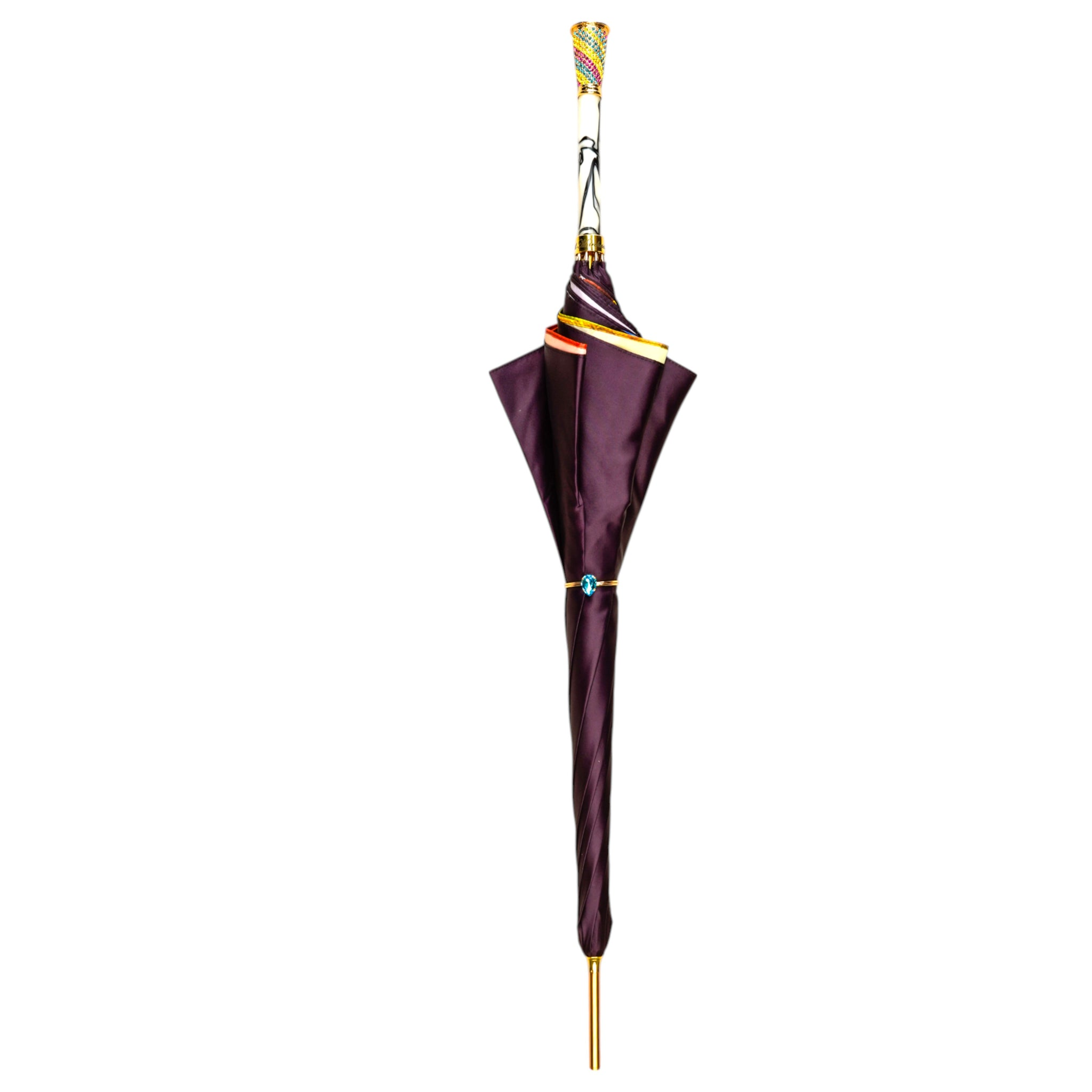 Gold Plated Umbrella – Handcrafted Italian Luxury Rain Umbrella with Crystal Handle