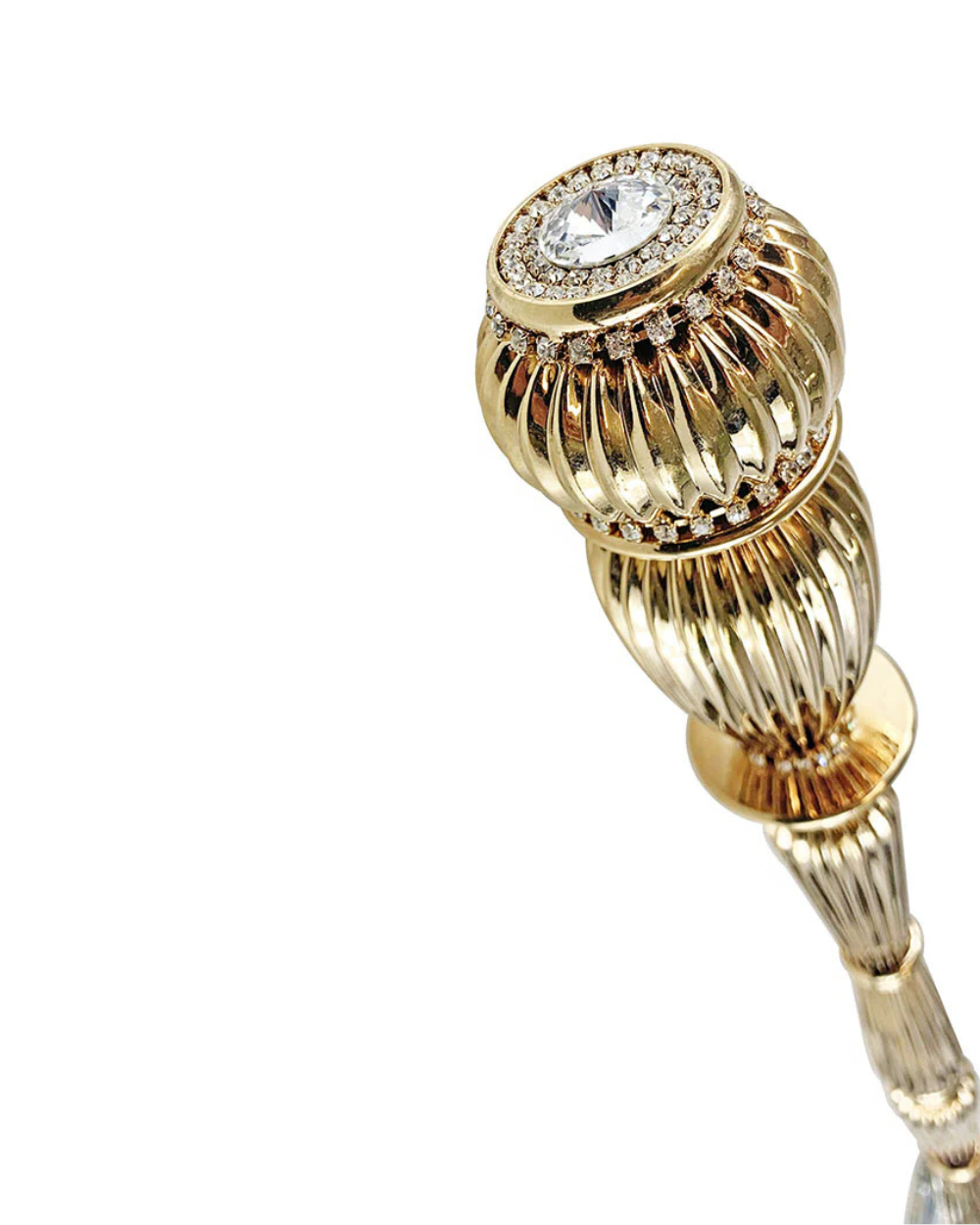Handmade luxury gold walking cane by Ilmarchesato, featuring a polished gold finish and elegant design.