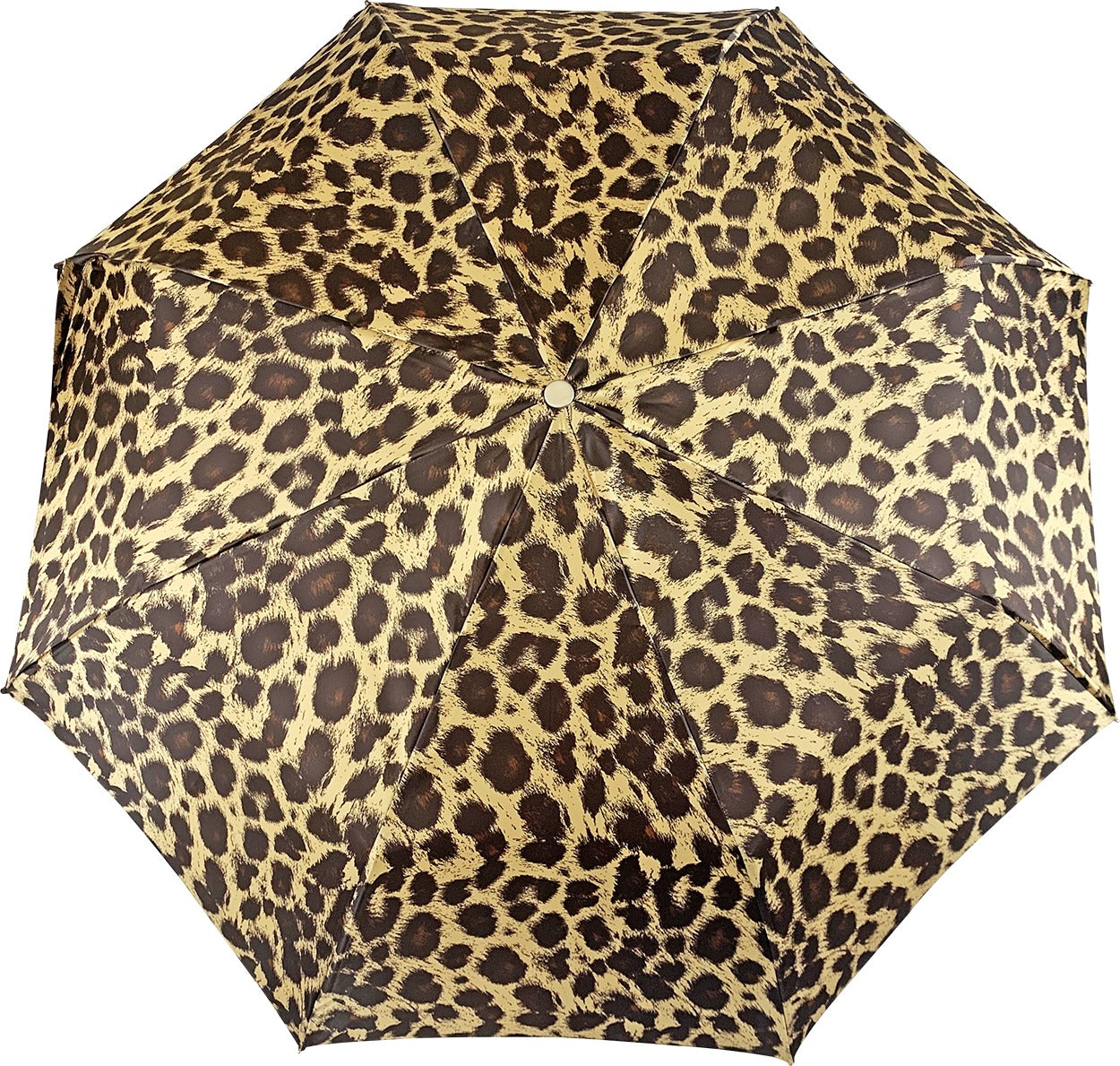 Leopard Folding Umbrella – Automatic Open, Gold-Plated Handle with Swarovski Crystals