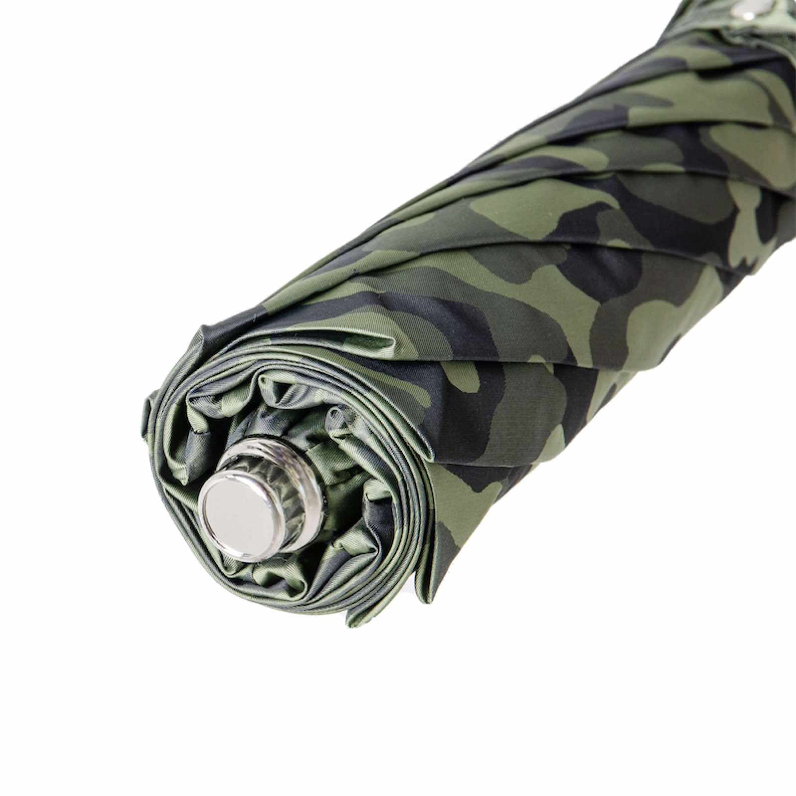 Camouflage Folding Umbrella – Automatic Opening, Skull Handle, Waterproof Polyester Canopy