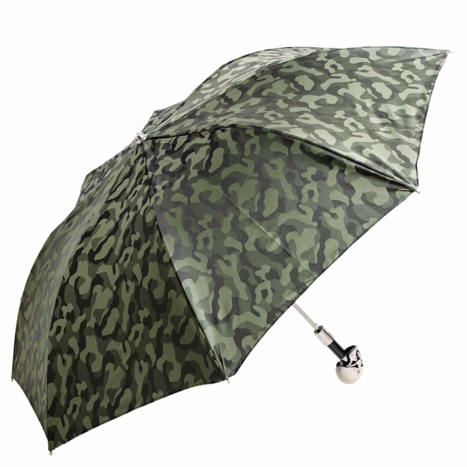 Camouflage Folding Umbrella – Automatic Opening, Skull Handle, Waterproof Polyester Canopy