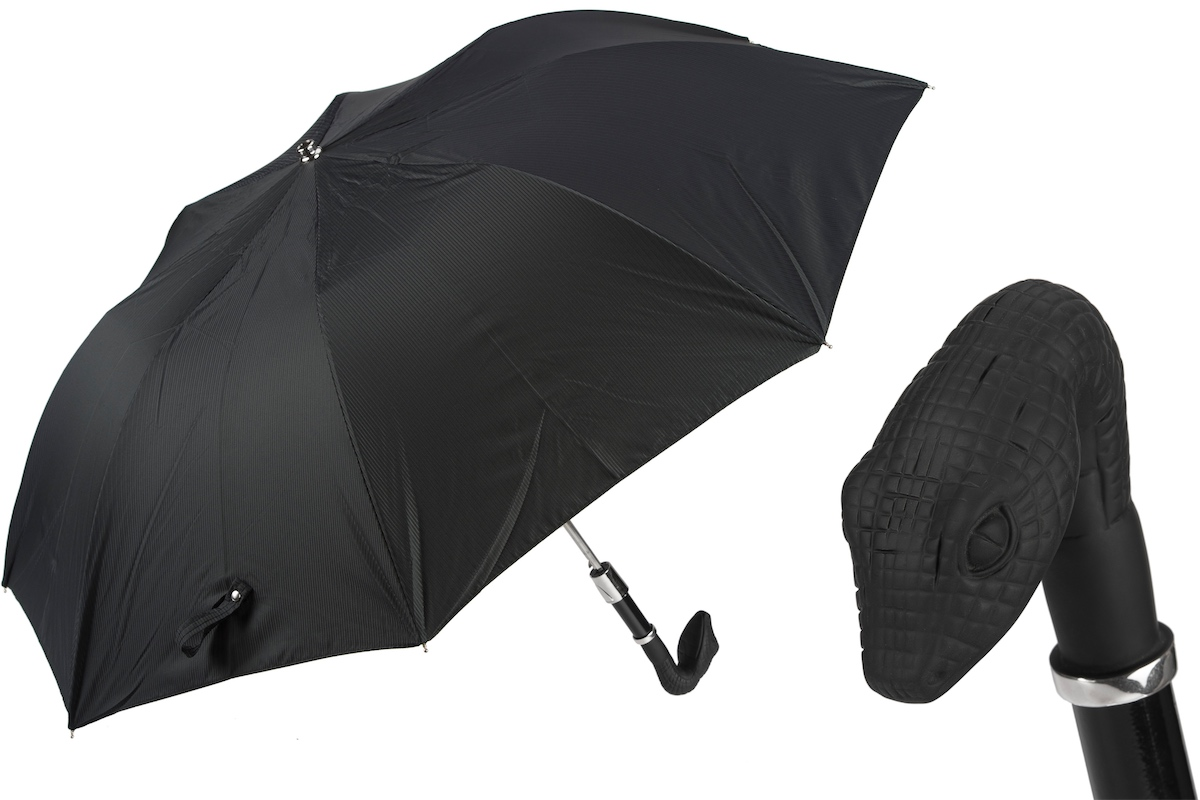 Folding Automatic Umbrella – Italian Handmade Rubber Snake Design, Durable Polyester Canopy