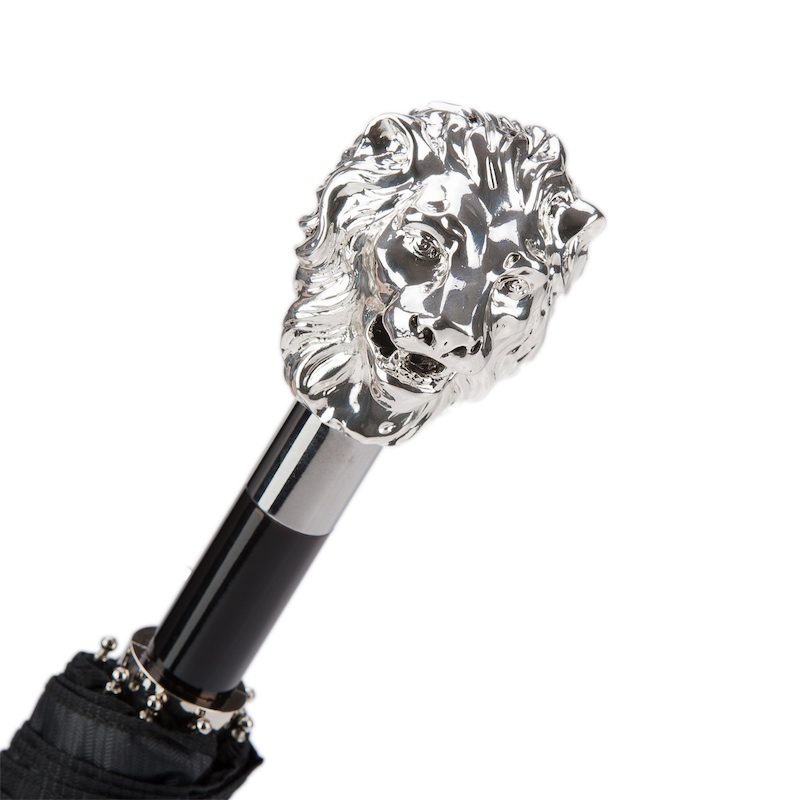 Folding Umbrella – Silver Lion Automatic Rain Umbrella with Resin Handle