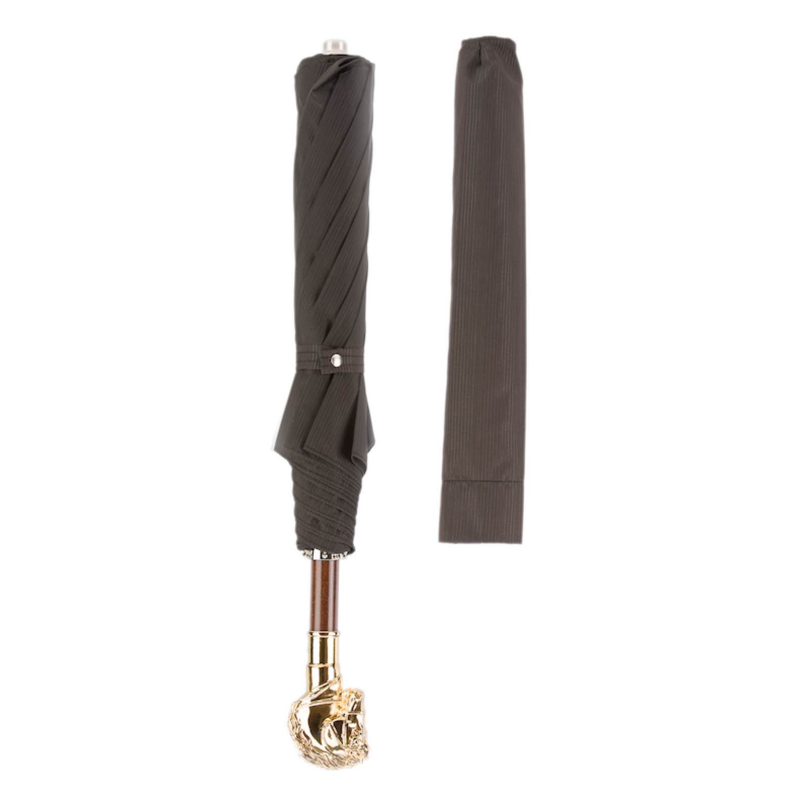 Folding Automatic Umbrella – Golden Horse Italian Handmade Metal Handle Rain Gear