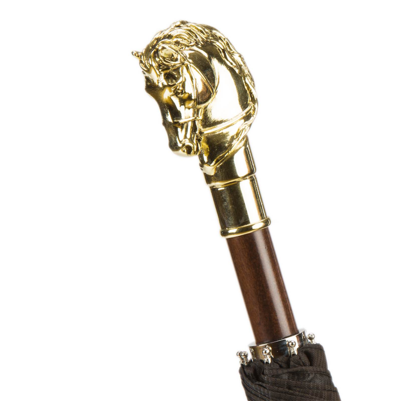 Folding Automatic Umbrella – Golden Horse Italian Handmade Metal Handle Rain Gear