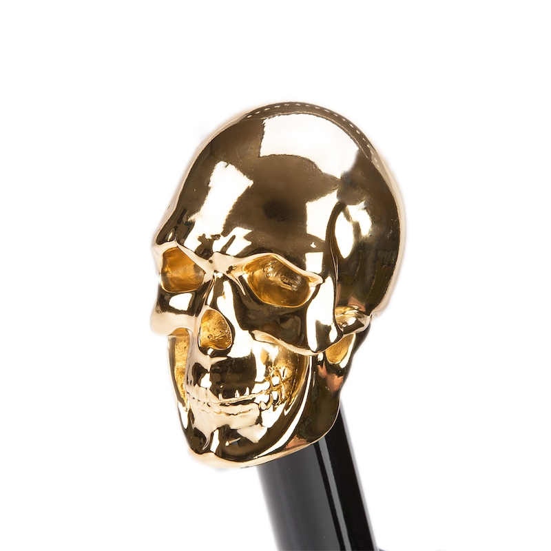 Gold Skull Umbrella – Folding Automatic Handmade Umbrella Italy With Gilt Resin Handle