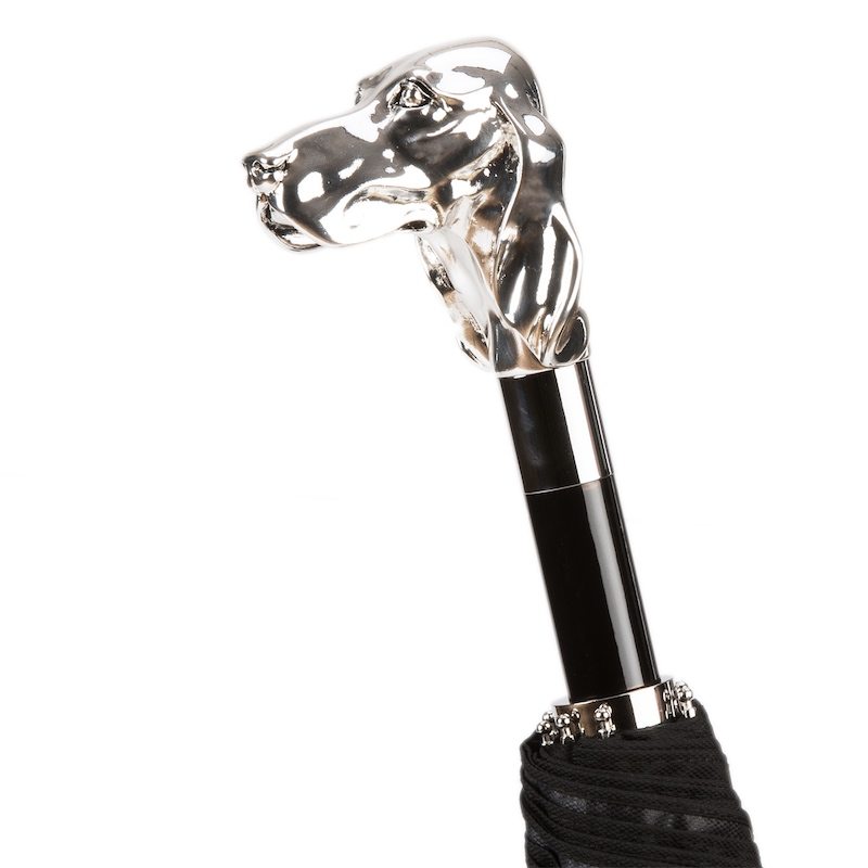 Folding Automatic Umbrella – Silver Handle, Handmade Italian Rain Protection