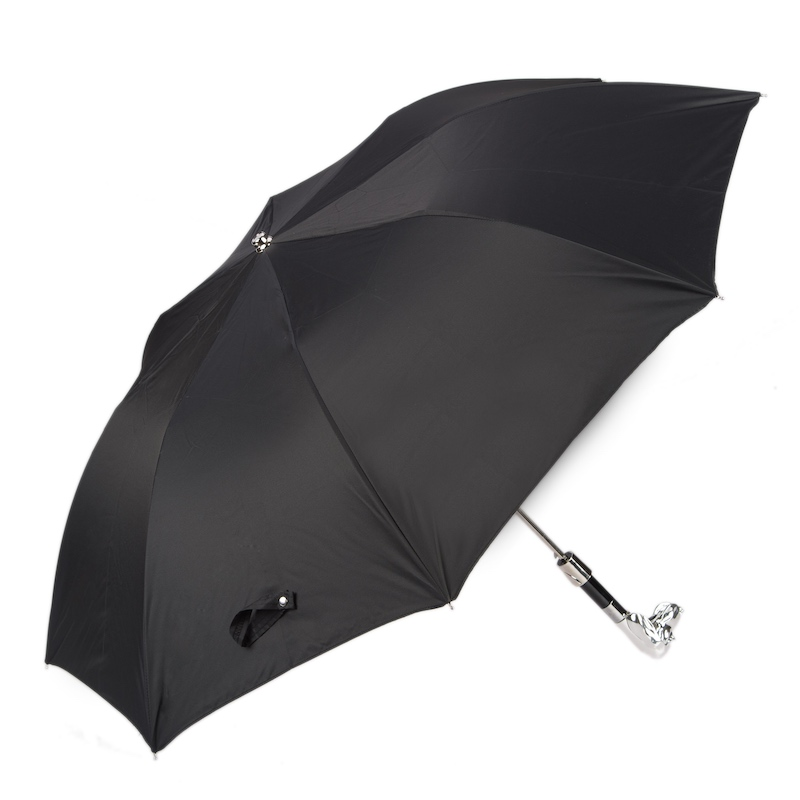 Folding Automatic Umbrella – Silver Handle, Handmade Italian Rain Protection