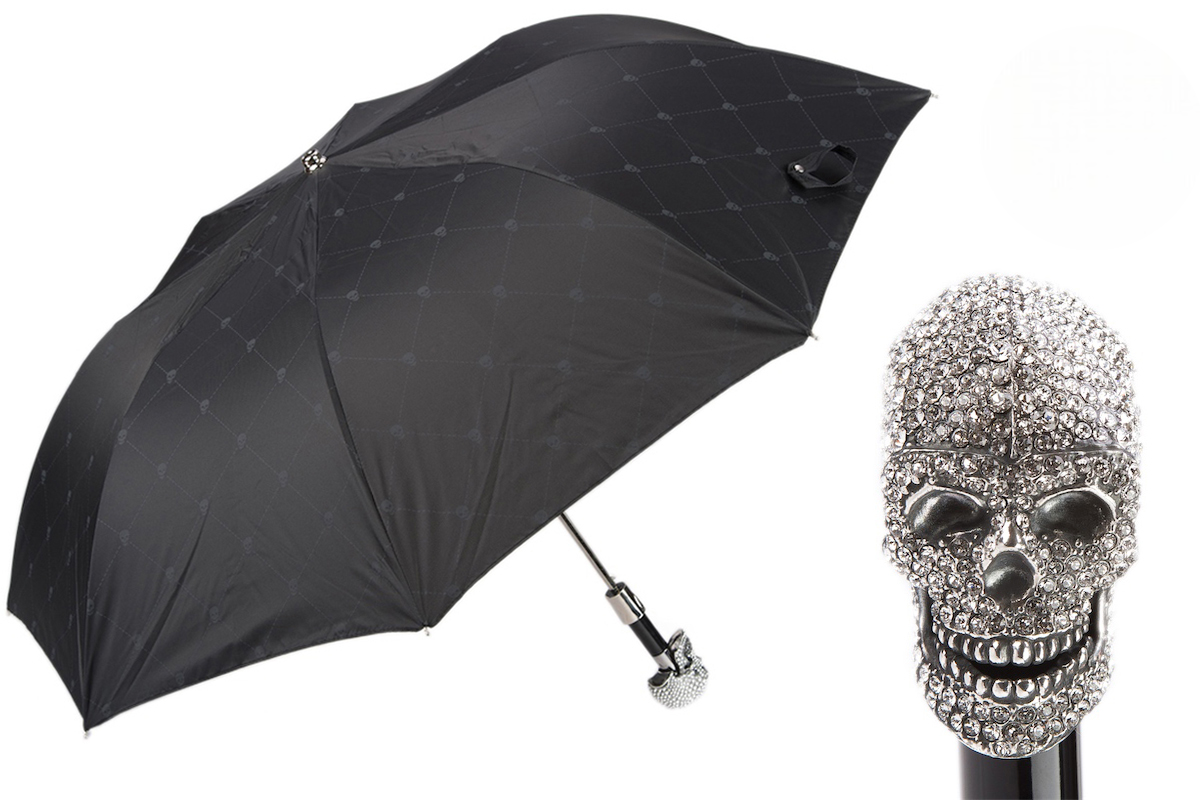 Swarovski Folding Umbrella – Automatic Opening, Italian Handmade Luxury Rain Accessory