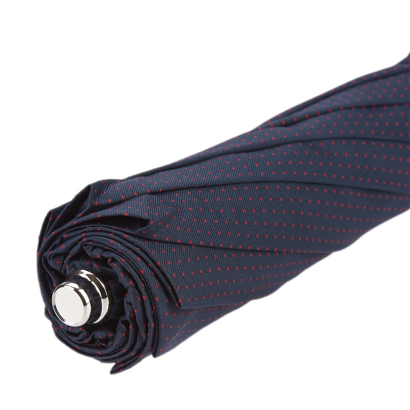 Folding Automatic Umbrella – Polka Dot Labrador Design | Italian Luxury, Silver Handle