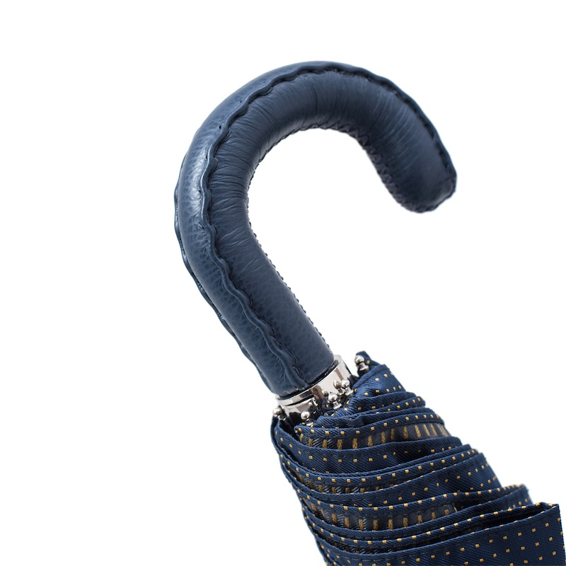 Folding Automatic Umbrella – Leather Handle, Compact Waterproof Rain Gear