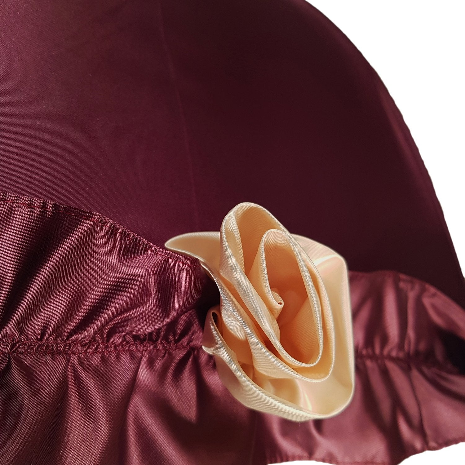Frilly Folding Umbrella – Burgundy Rose Detail | Automatic Open, Gold Handle