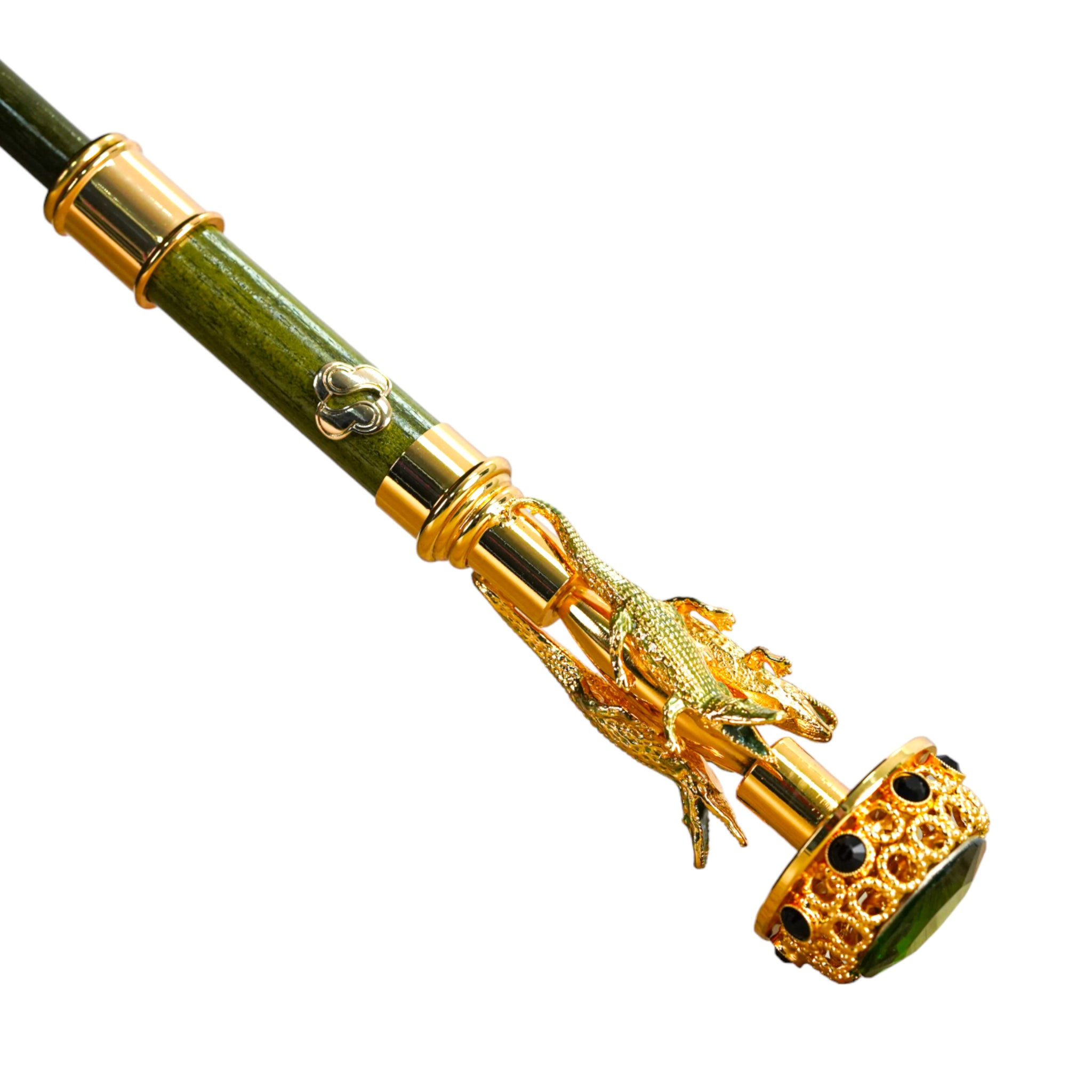 Luxury Green Umbrella – Handmade Italian Dark Green Men’s Rain Umbrella with 24K Gold Handle