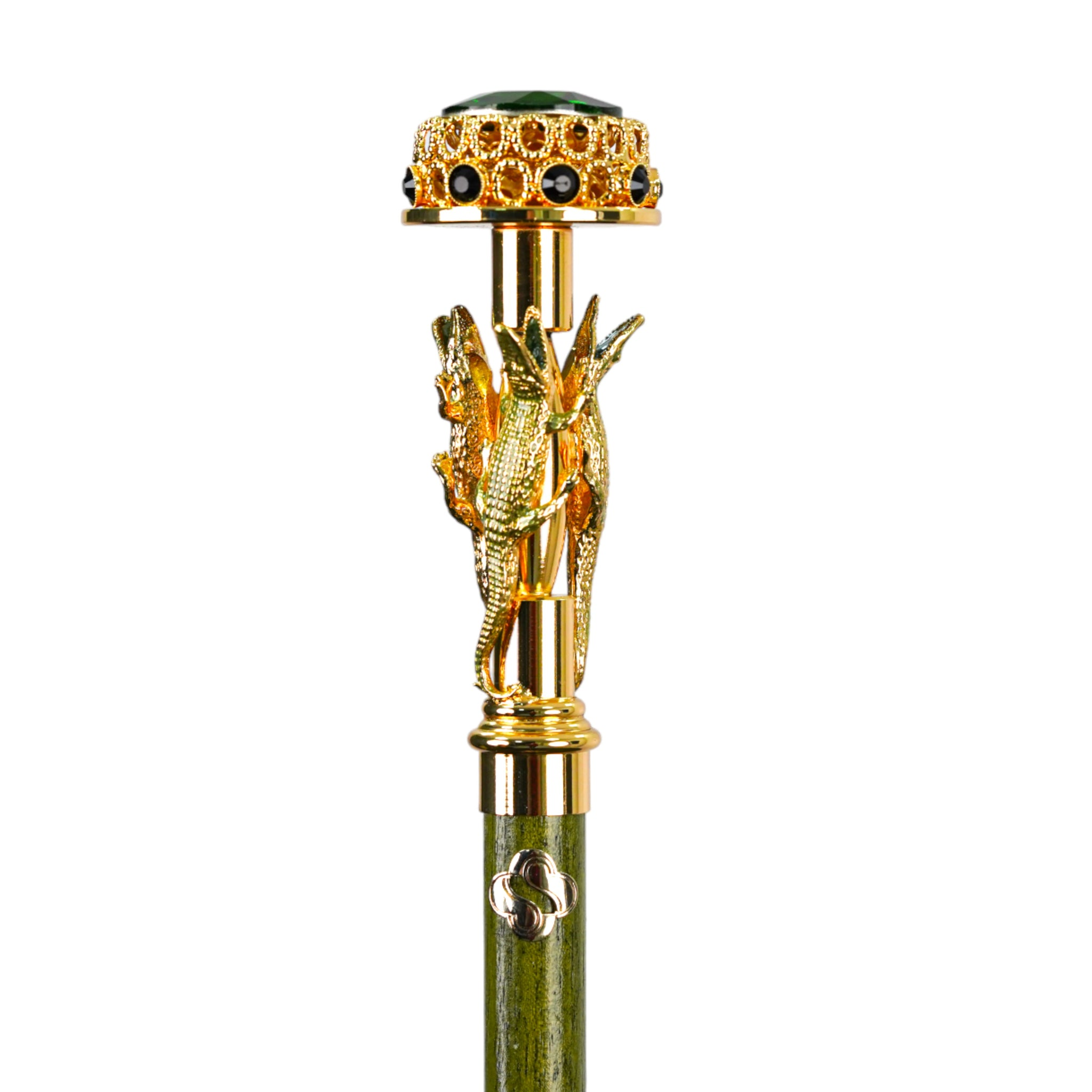 Luxury Green Umbrella – Handmade Italian Dark Green Men’s Rain Umbrella with 24K Gold Handle