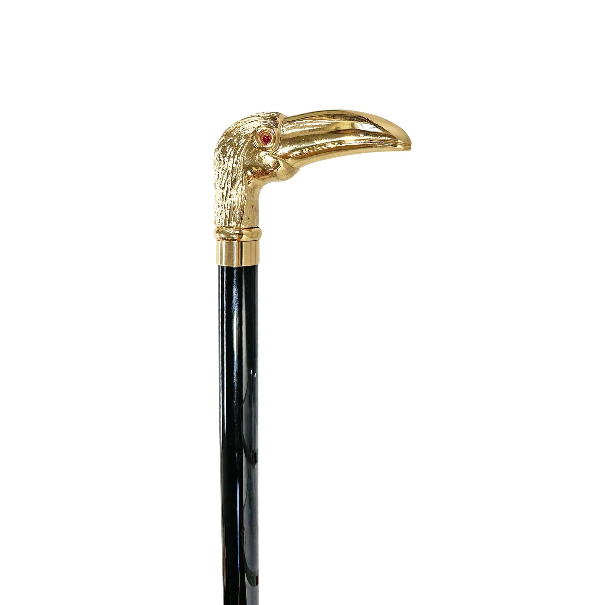 Luxury Walking Cane – Toucan Handle, 24K Gold Plated, Black Beech Wood Shaft