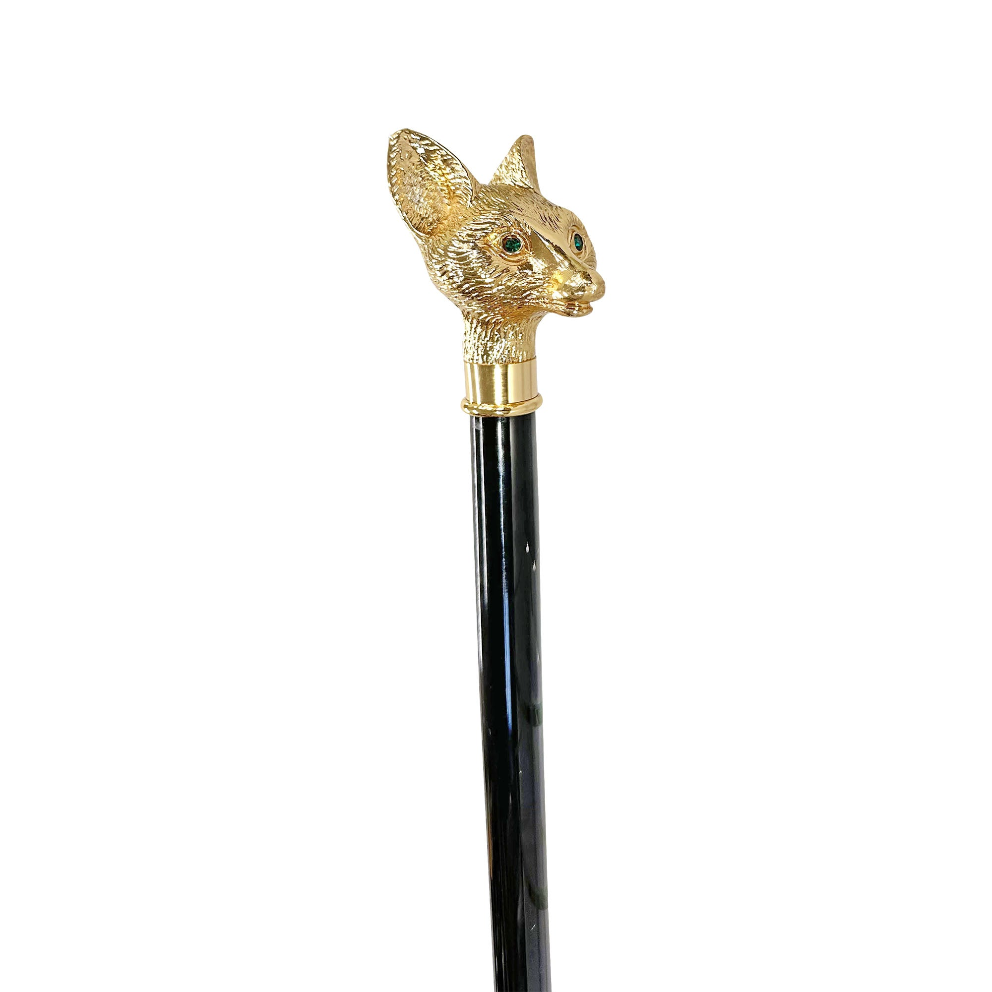 Handmade Fox Walking Stick – Luxury Italian Cane with Gold Plated Handle