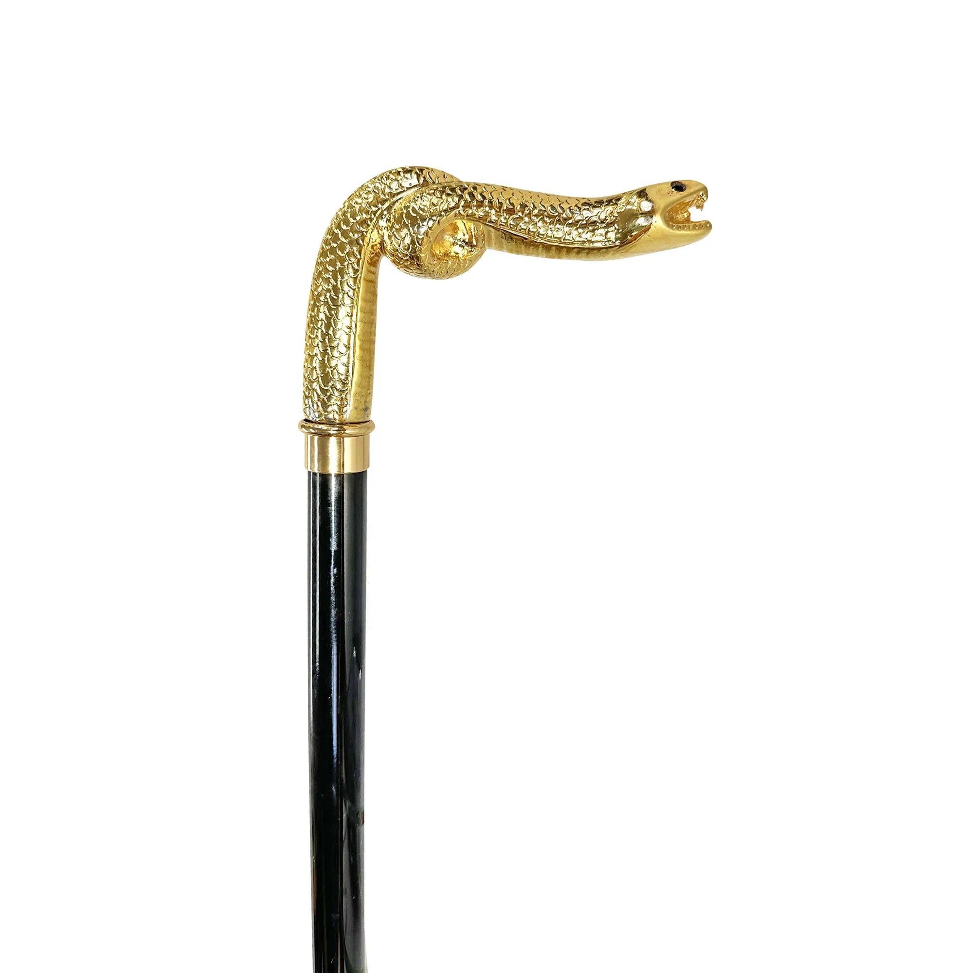 Gold Snake Walking Cane – Luxury 24K Gold-Plated Handle | Black Beech Wood Shaft