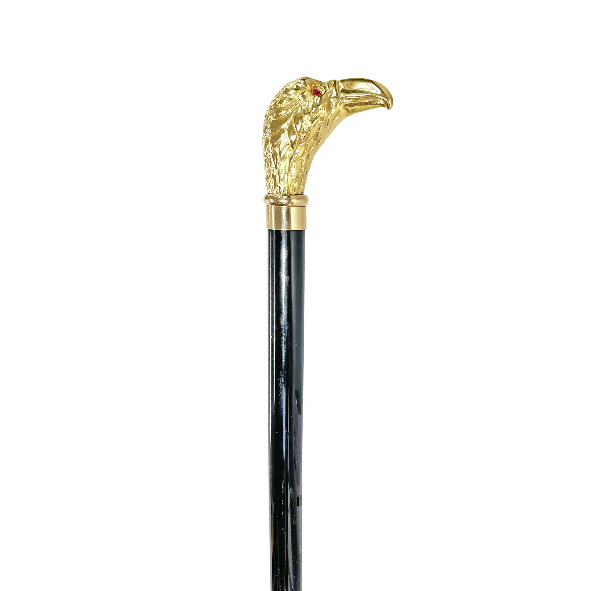 Luxury Walking Stick - Italian Eagle Handle with 24K Gold Plated Red Stone