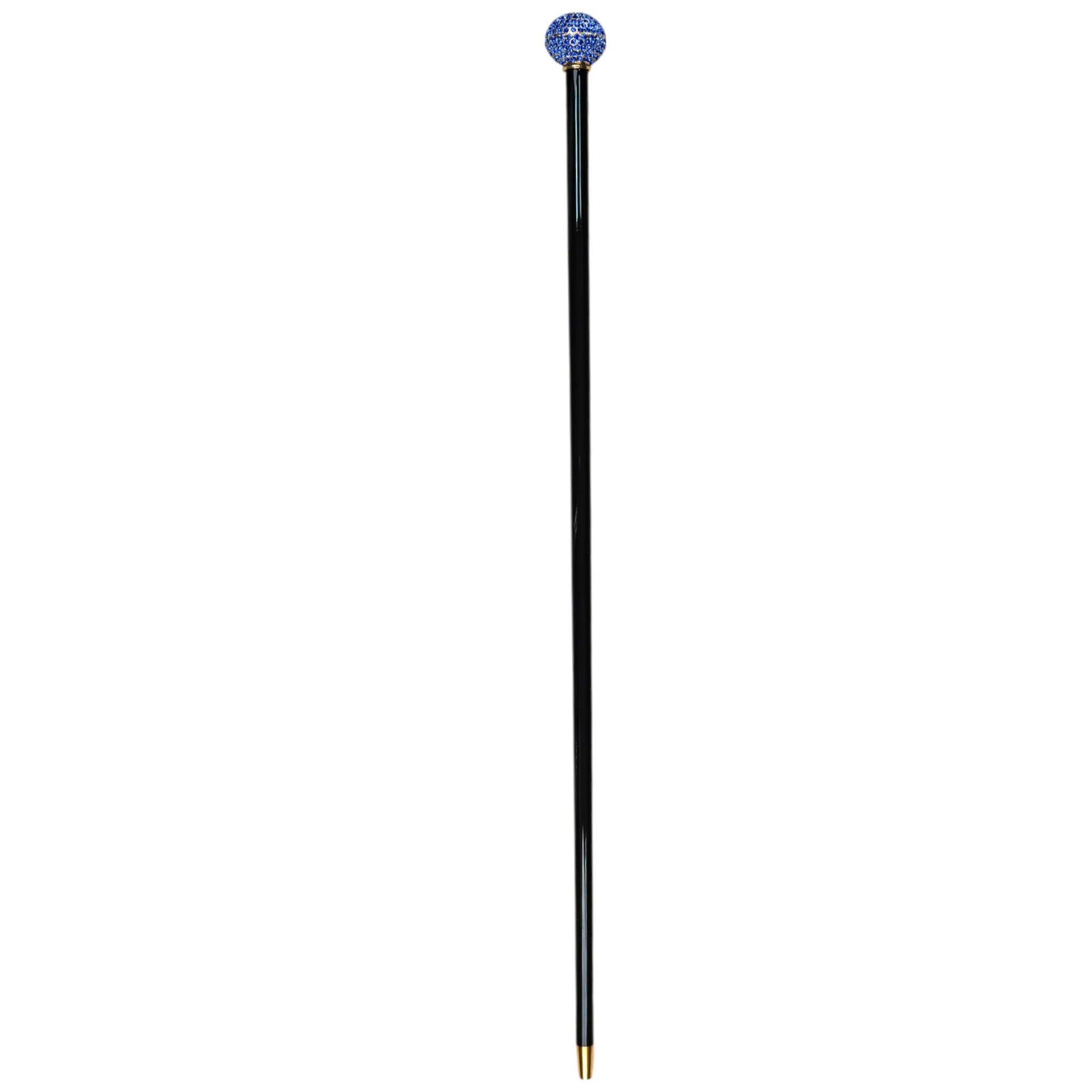 Luxury Walking Cane – 24K Gold Handle with Sapphire Crystals | Collectible Cane