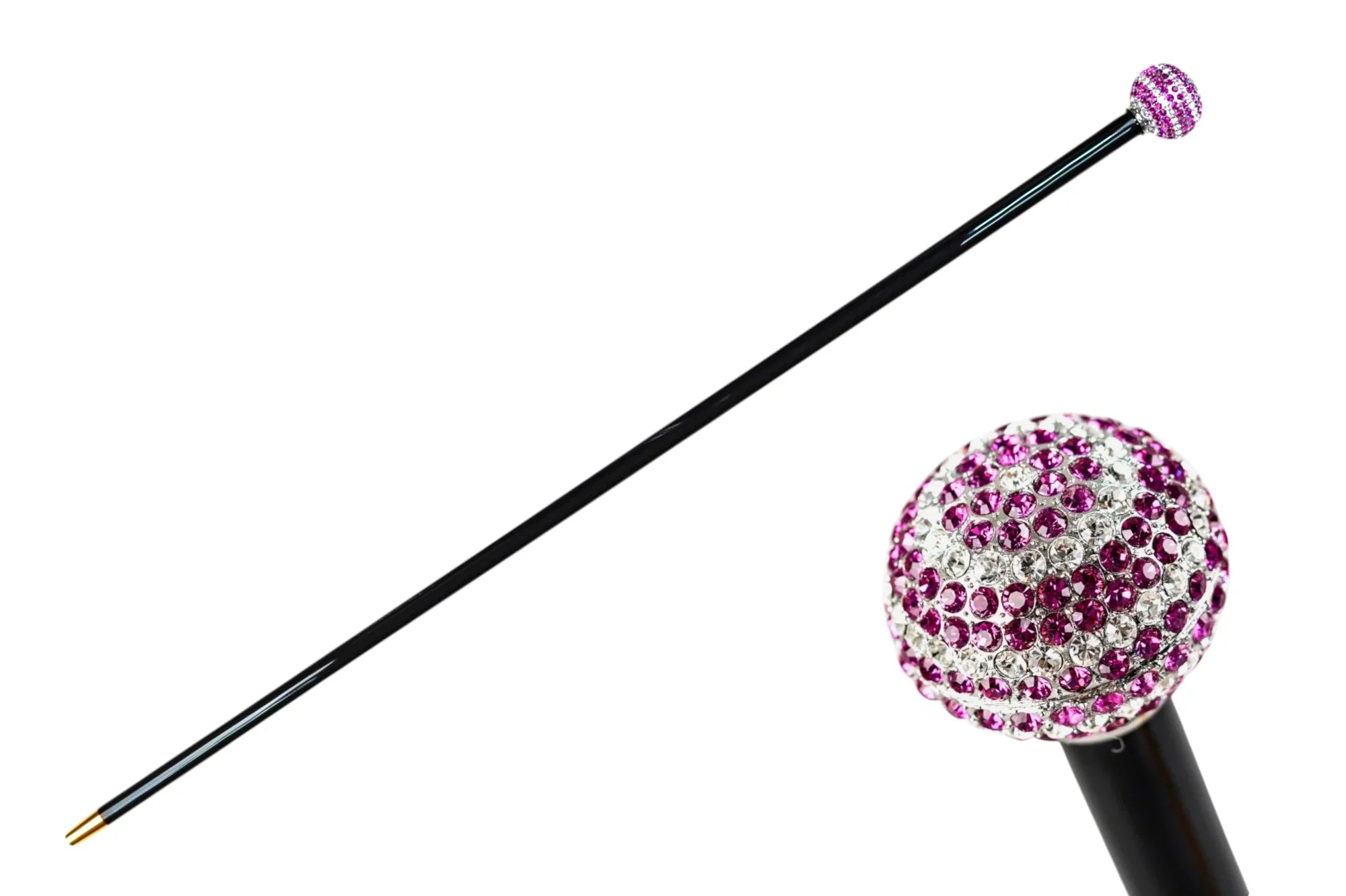 Spiral Walking Cane – Silver Plated 925 Handle with Crystals | Luxury Gift