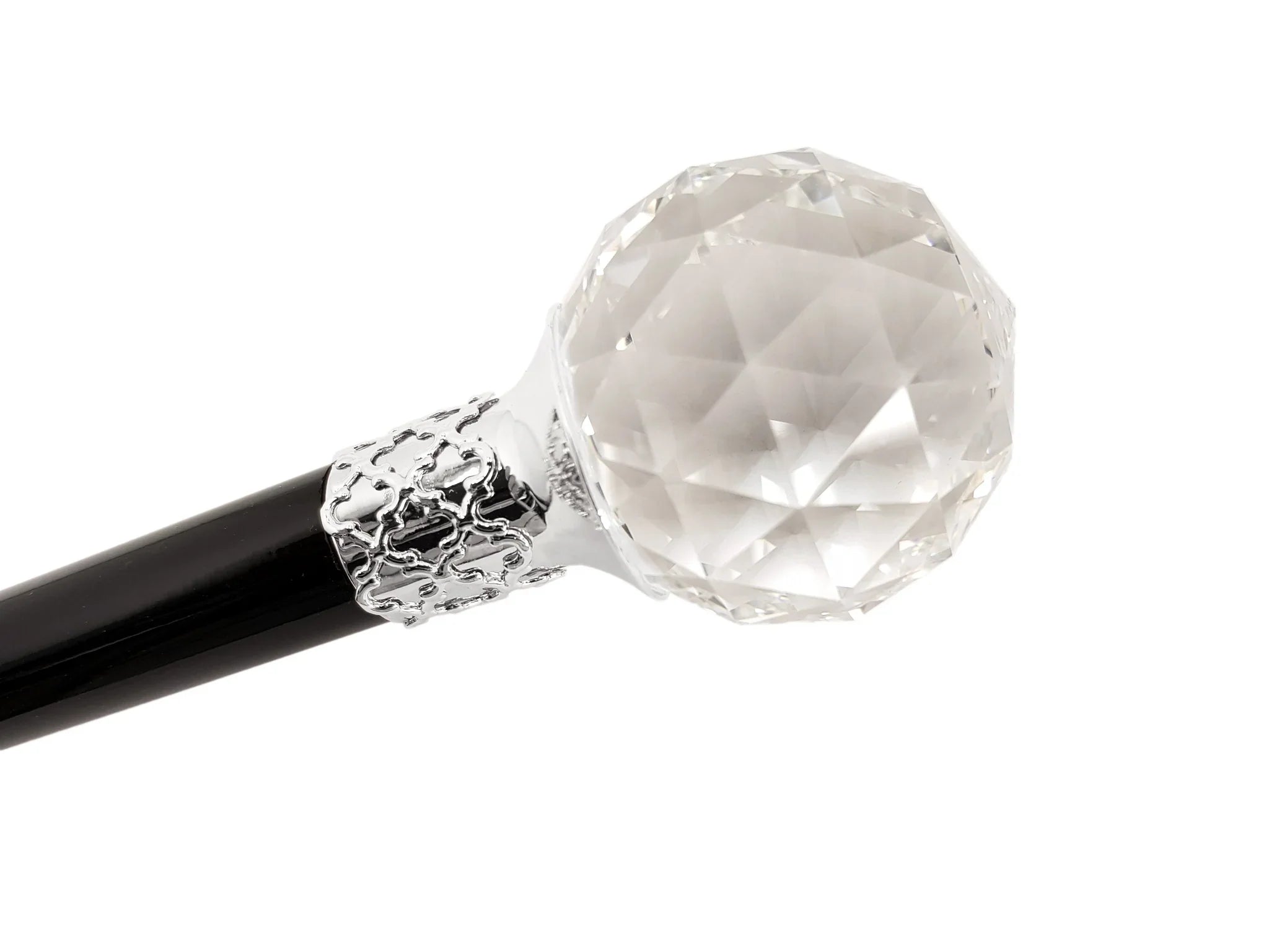 Crystal Ball Cane – Luxury Formal Walking Stick With Swarovski Knob & Silver Accents
