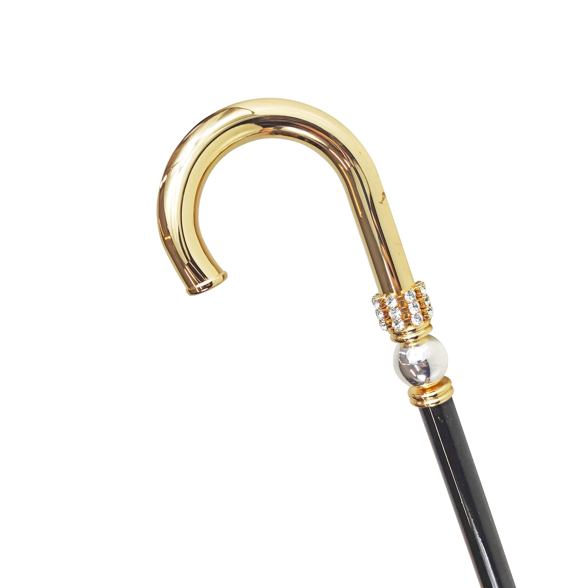 Gold Plated Walking Stick | Artisan Crafted Cane with Silver Sphere Handle & 24K Gold Brass Tip