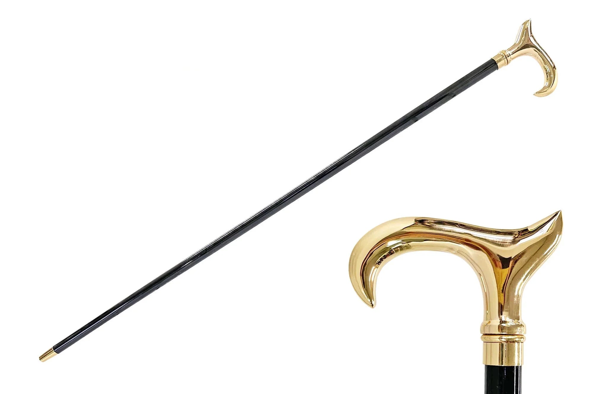 Luxury Gold Walking Cane – Handmade 24K Gold Cane With Brass Handle & Premium Beech Wood