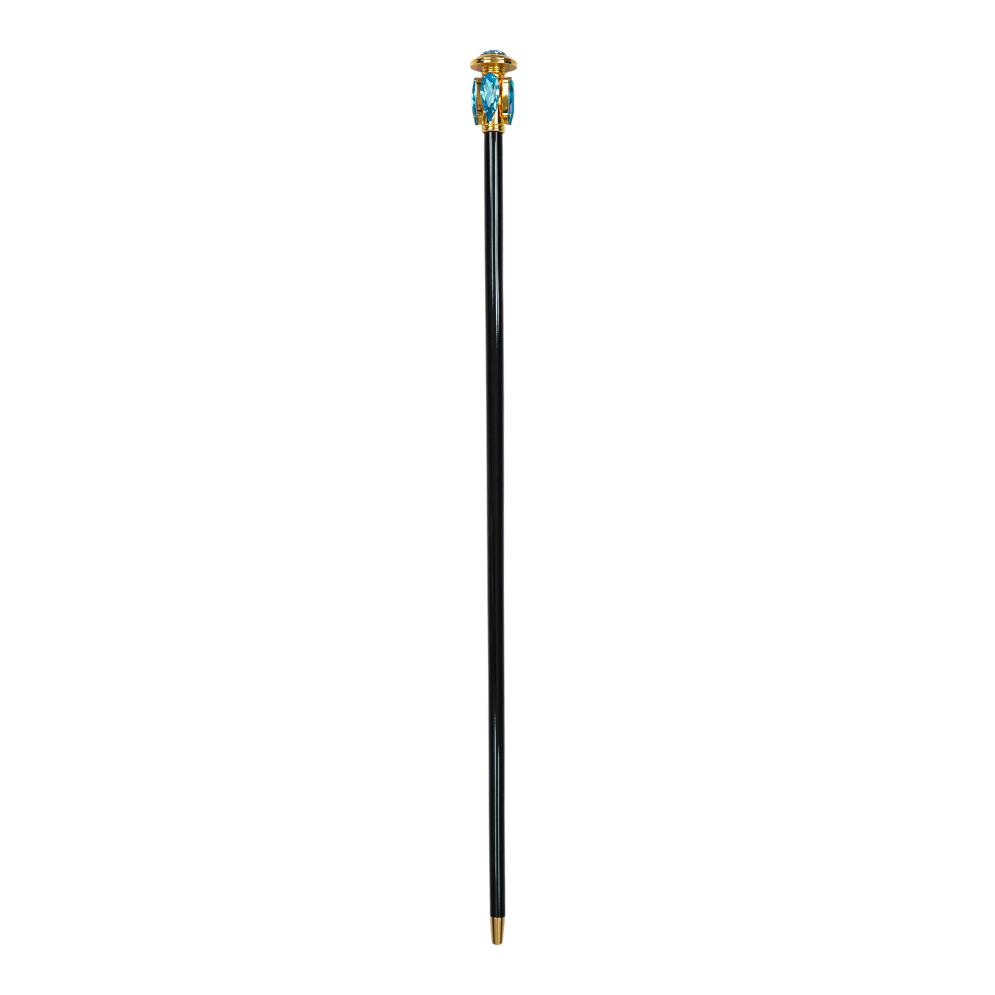Luxury Walking Stick – Handcrafted Italian Cane with Aquamarine Crystal Handle