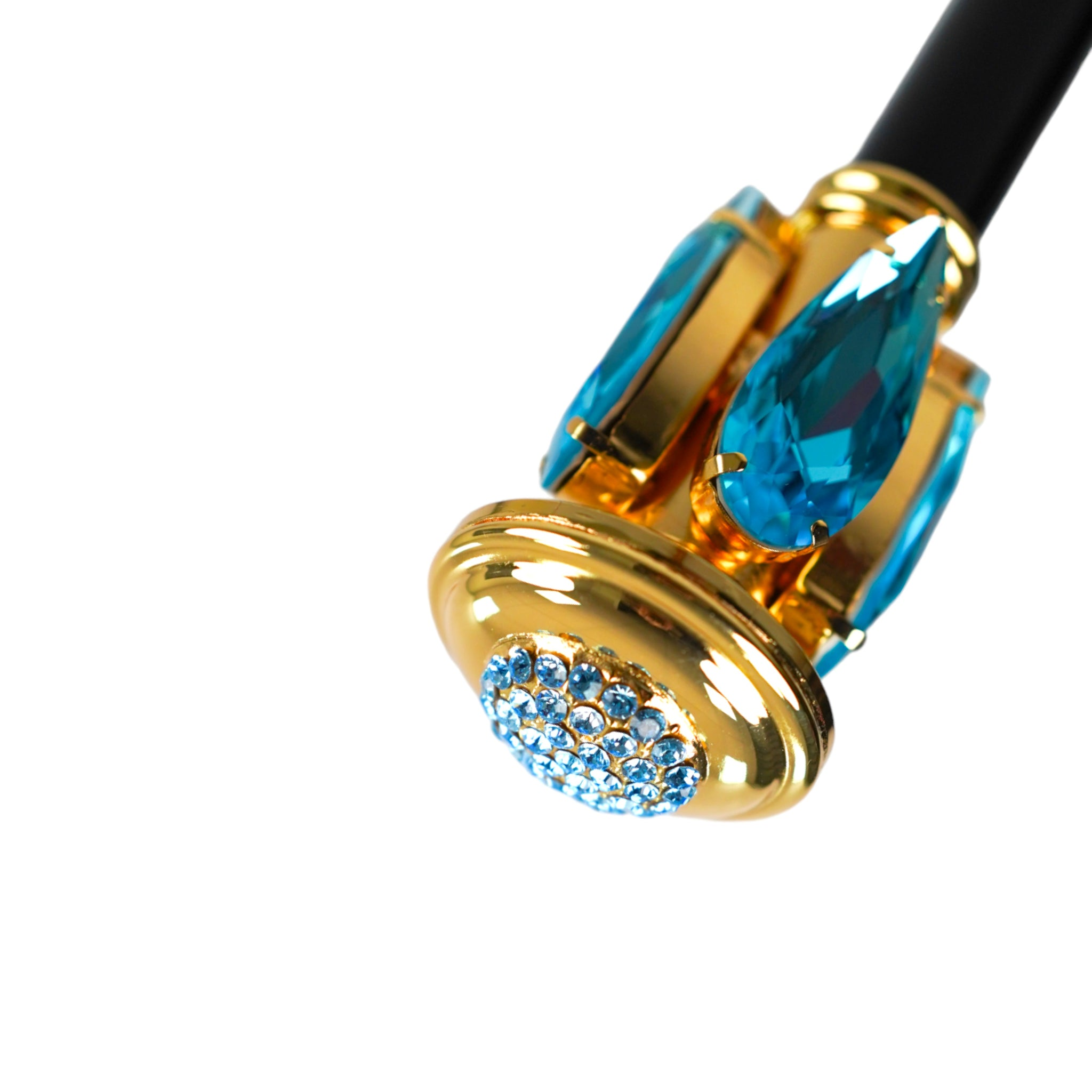 Luxury Walking Stick – Handcrafted Italian Cane with Aquamarine Crystal Handle