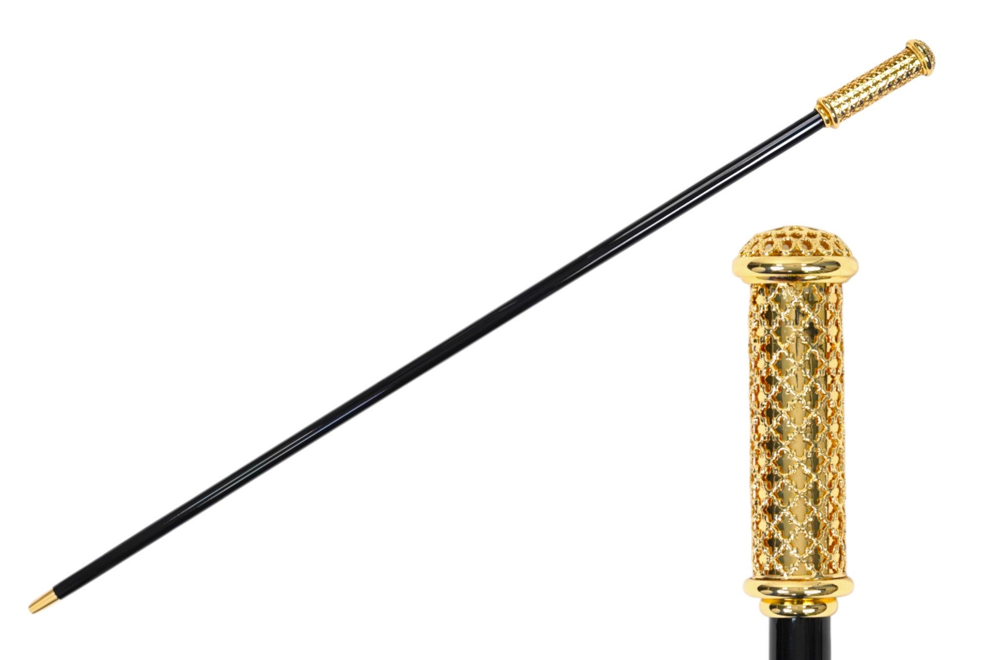 Luxury Walking Cane – Italian Handcrafted Cane with Gold Filigree Handle