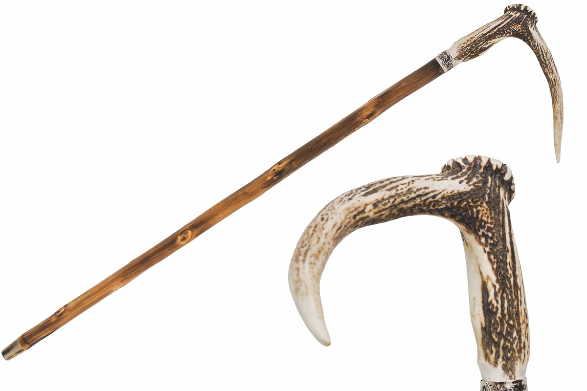 Luxury Deer Antler Cane - Handmade Chestnut Wood Shaft with Durable Horn Tip