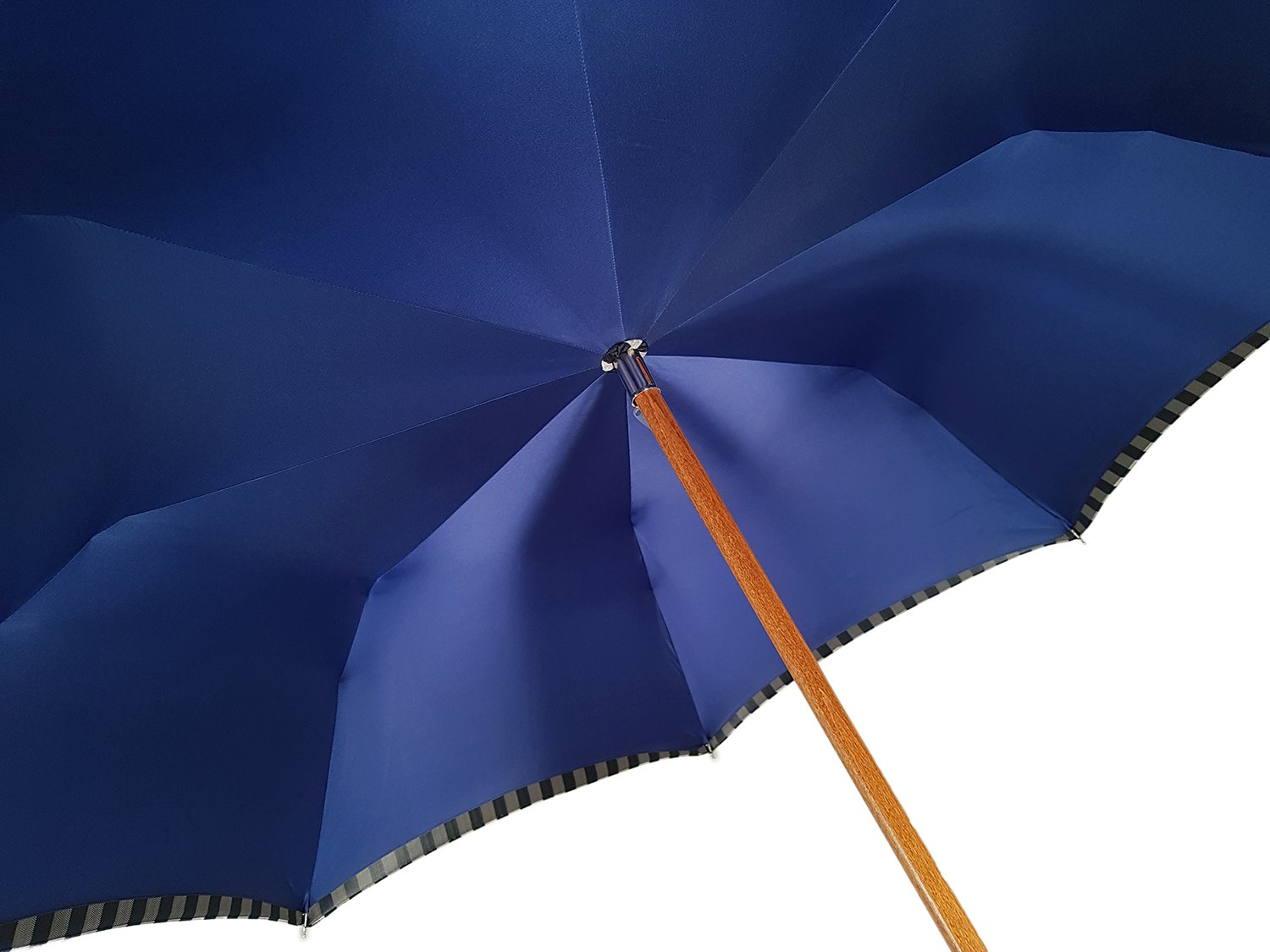 Men's Double Canopy Umbrella – Blue Striped Jacquard Fabric, Wind Resistant Rain Gear