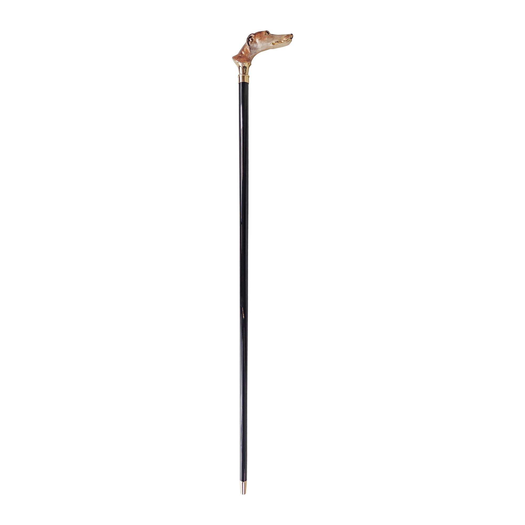 Hand-Enameled Walking Stick – Italian Luxury Greyhound Handle Cane with 24K Gold