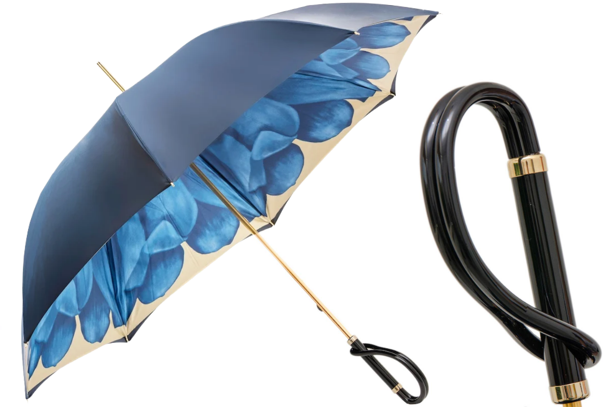 Blue Floral Designer Umbrella for Lady | Luxury Fashion Umbrella