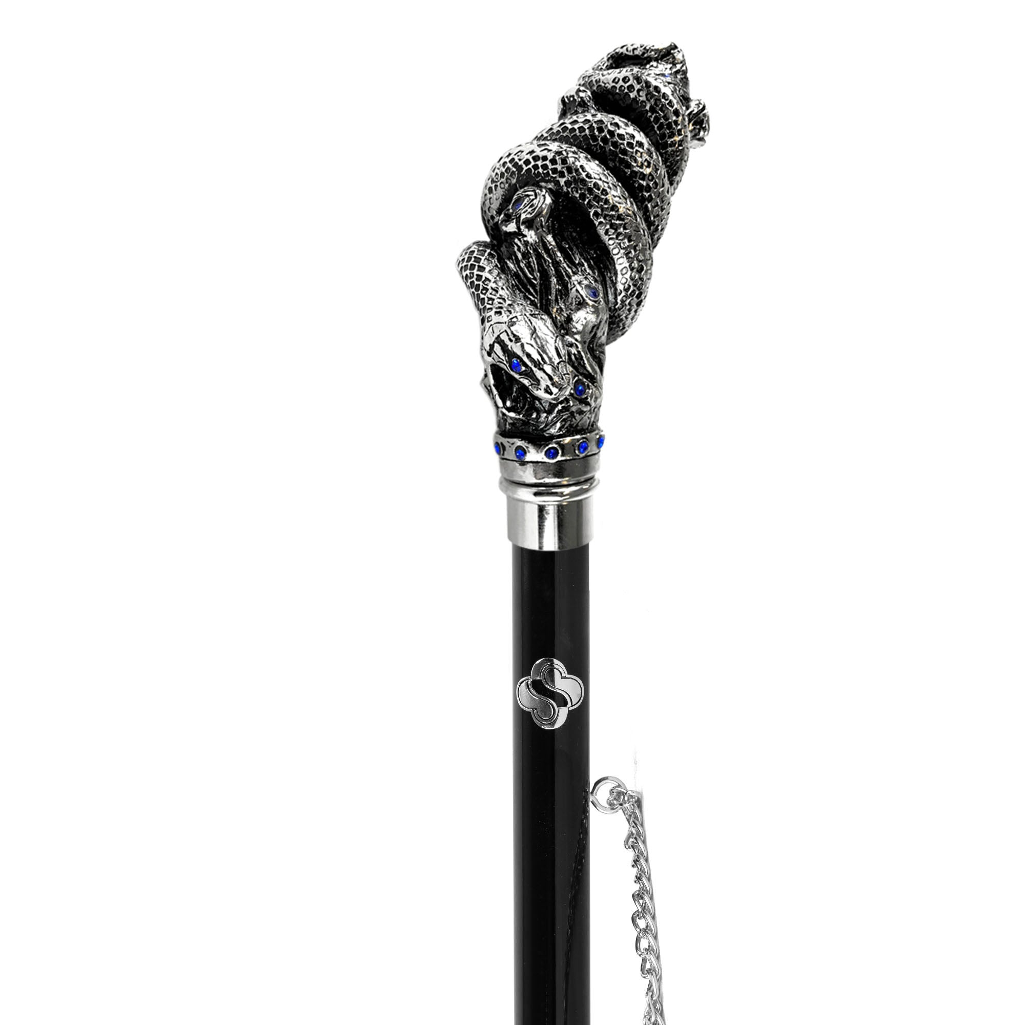 Silver Plated Shoehorn – Handcrafted Italian Snake Design with Sapphire Crystals