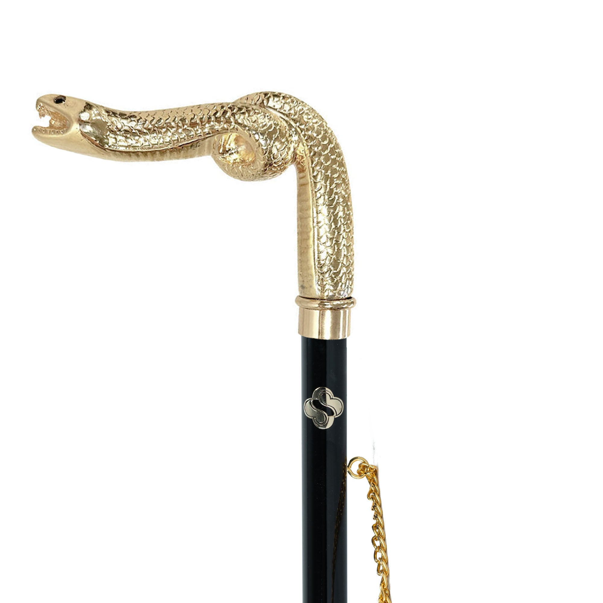 Artisan Stylish Shoehorn – Long Handled Gold Plated Brass with Snake Handle Design