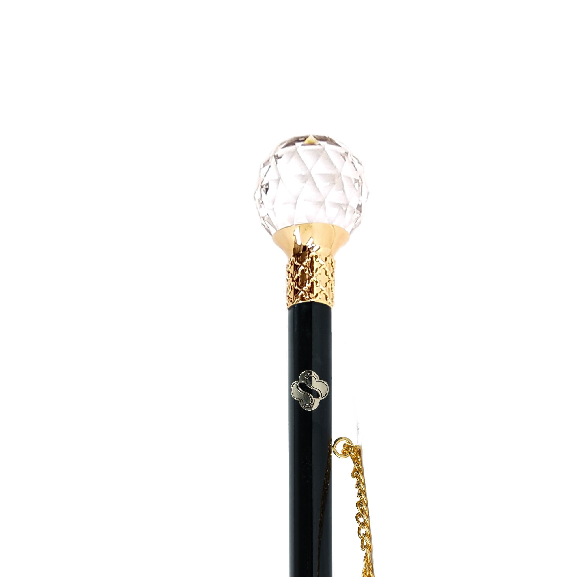 Luxury Shoehorn Handcrafted With Crystal Handle - 24K Gold Plated Brass, 53 cm