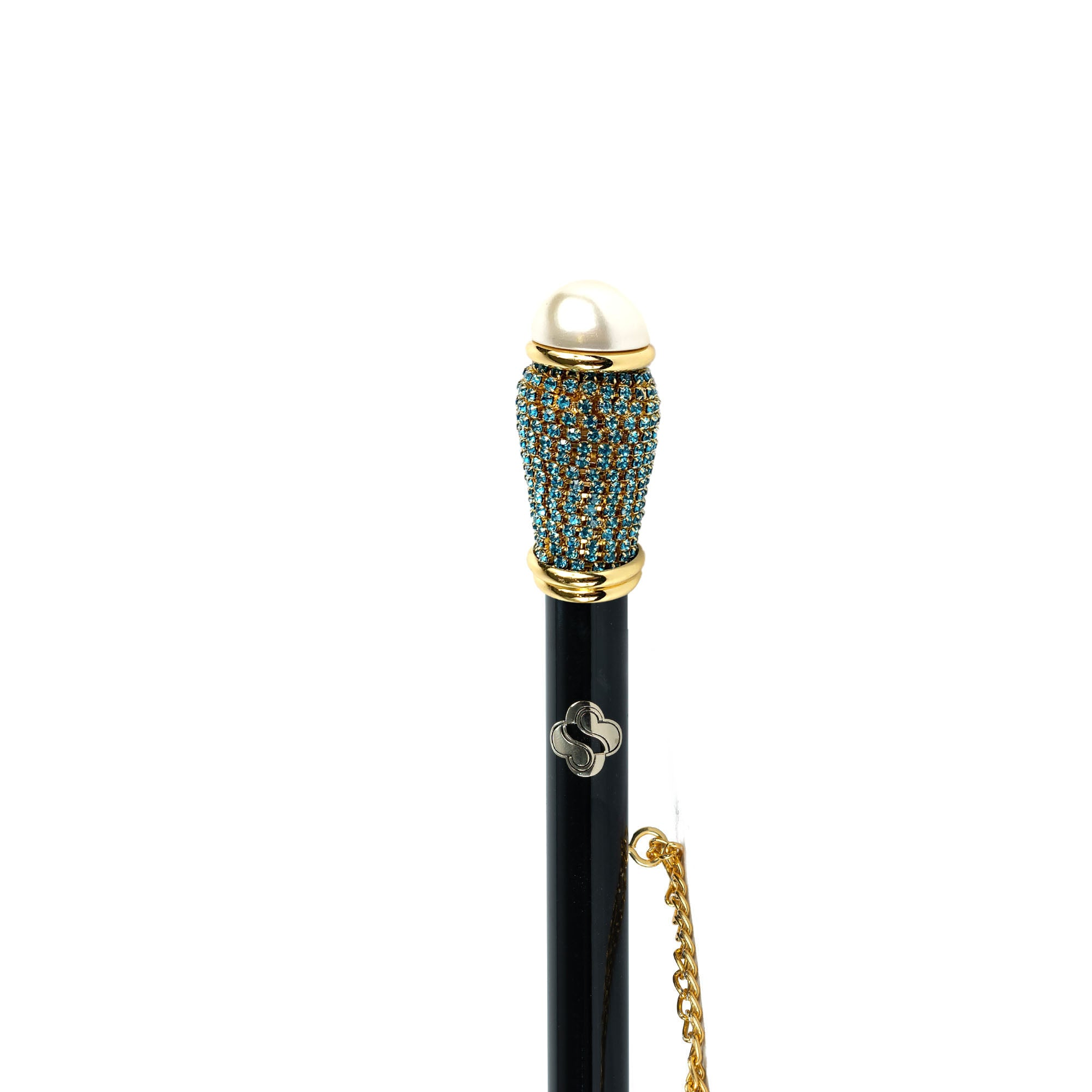 24K Gold Shoehorn – Handcrafted Long Handled Luxury Shoe Horn Gift with Aquamarine Crystals