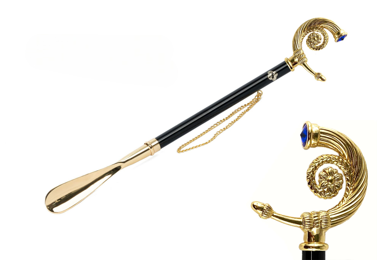 Italian Shoehorn – Long Handled Luxury Shoe Horn with Sapphire Crystal Handle