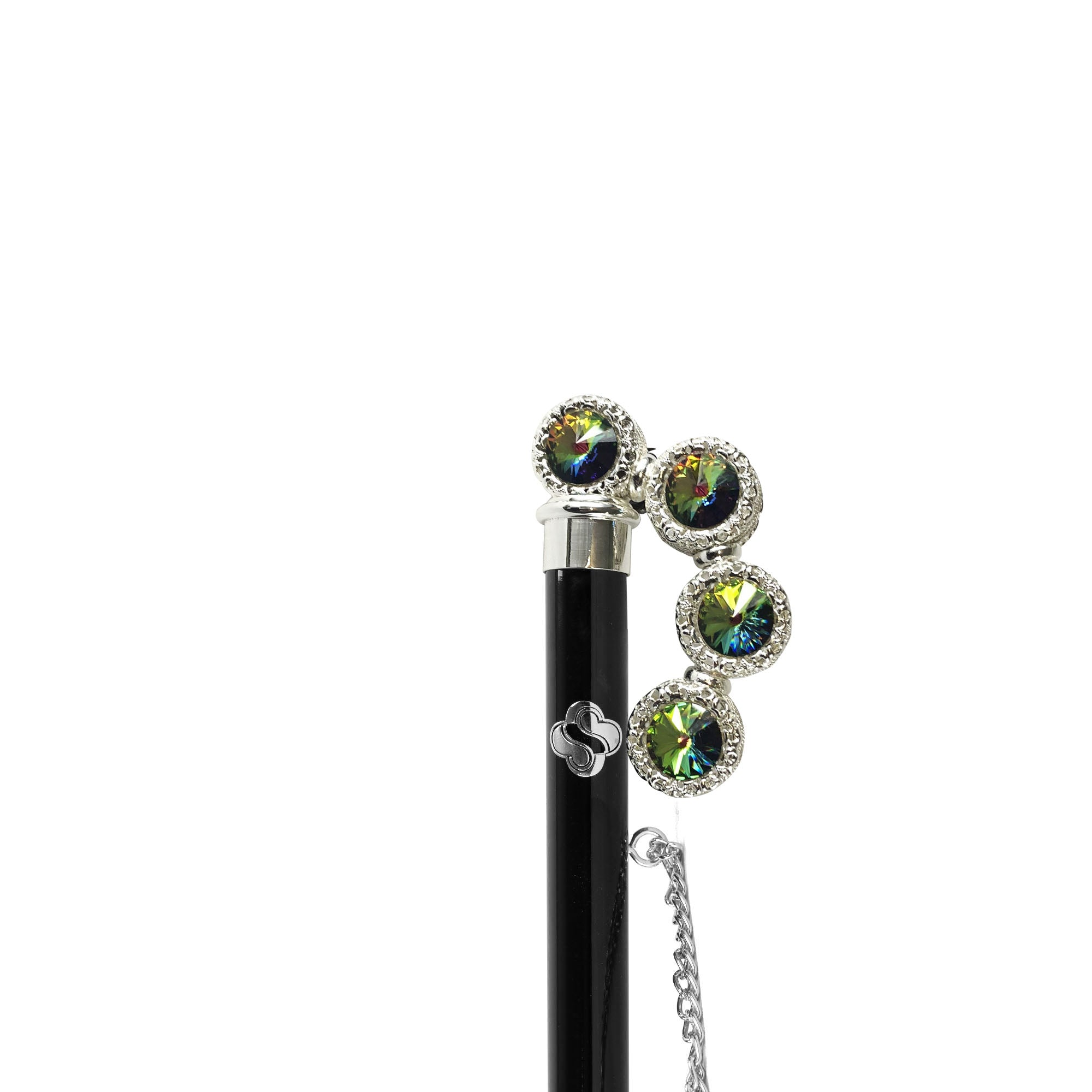 Silver Plated Shoehorn - Handcrafted Long Handle with Multicolor Crystals, Gift Box