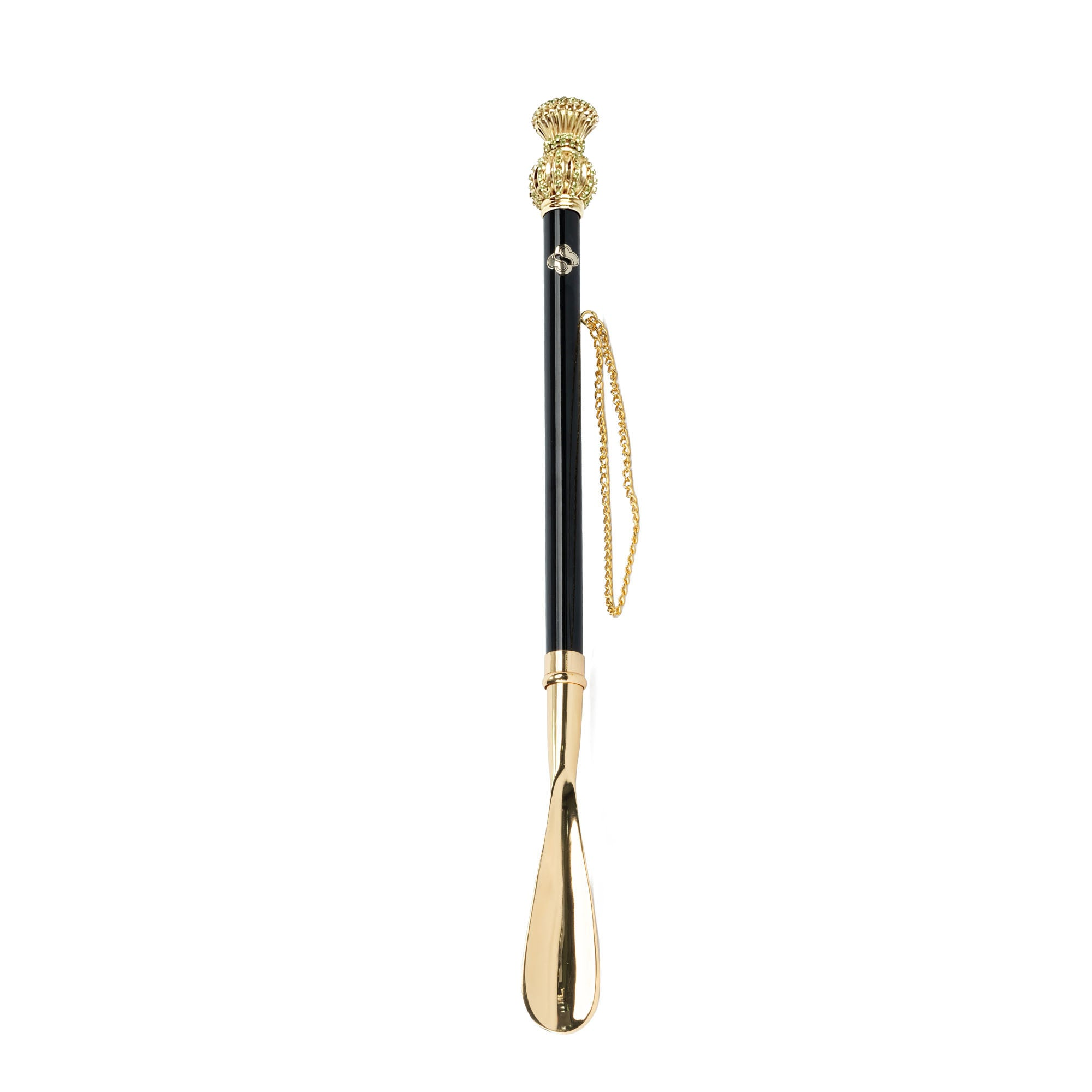 24K Gold Plated Shoehorn – Handcrafted Italian Crystal Handle, Long Ergonomic Design