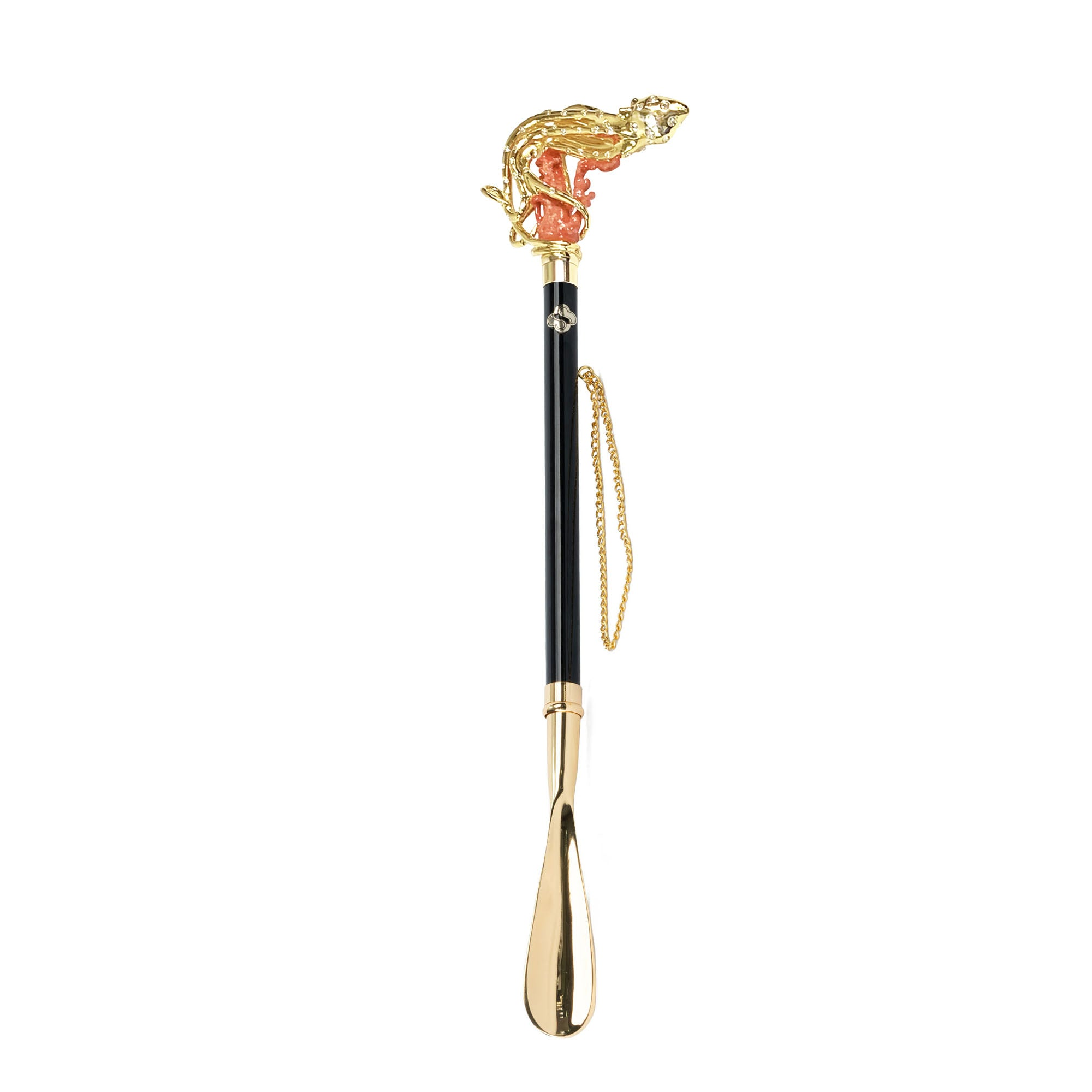 Gold Plated Shoehorn – Handcrafted Italian Brass Tool with Octopus Tentacle Handle