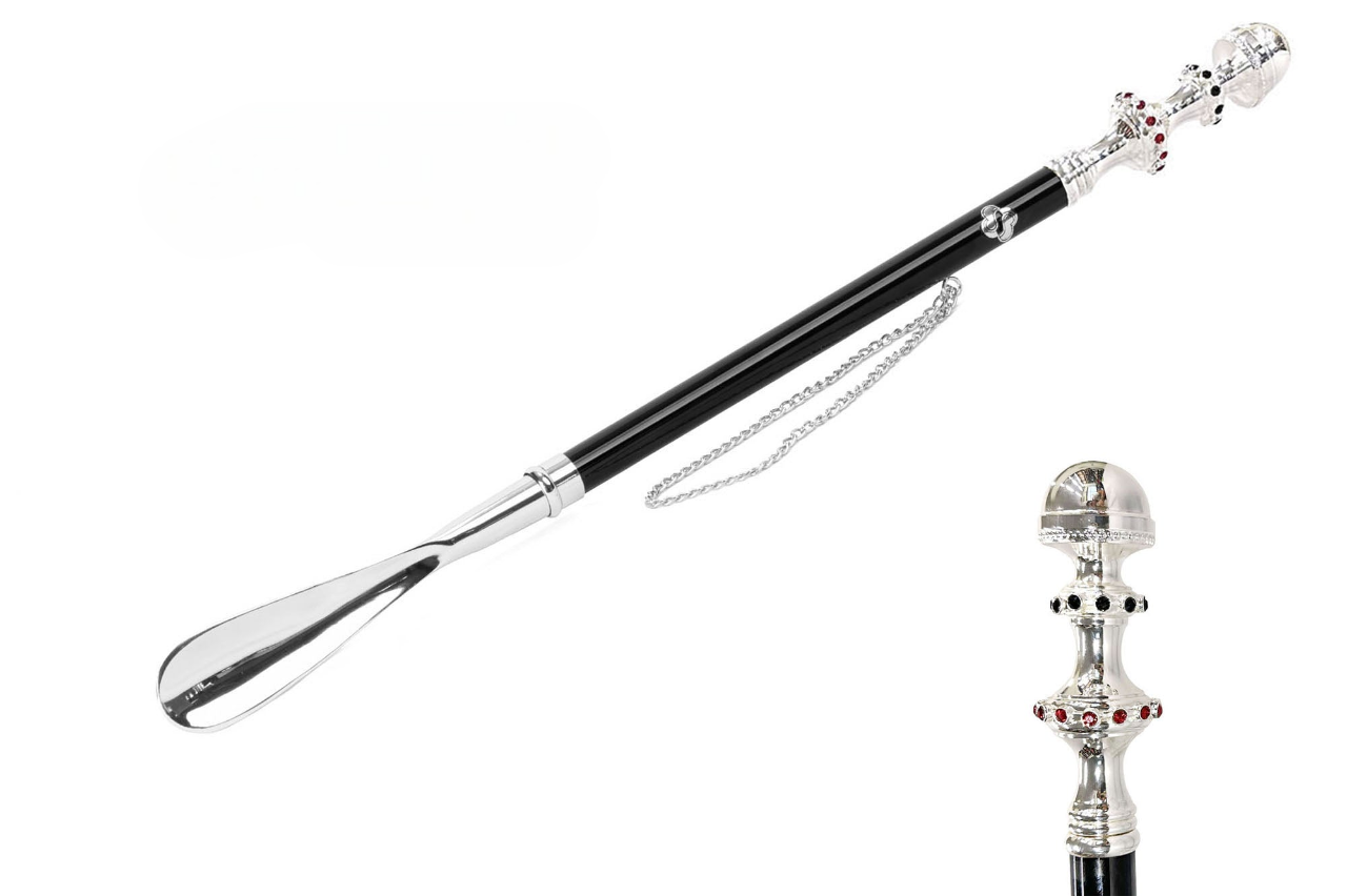 Silver Plated Shoehorn | Italian Luxury Handcrafted Shoe Accessory Tool 53cm