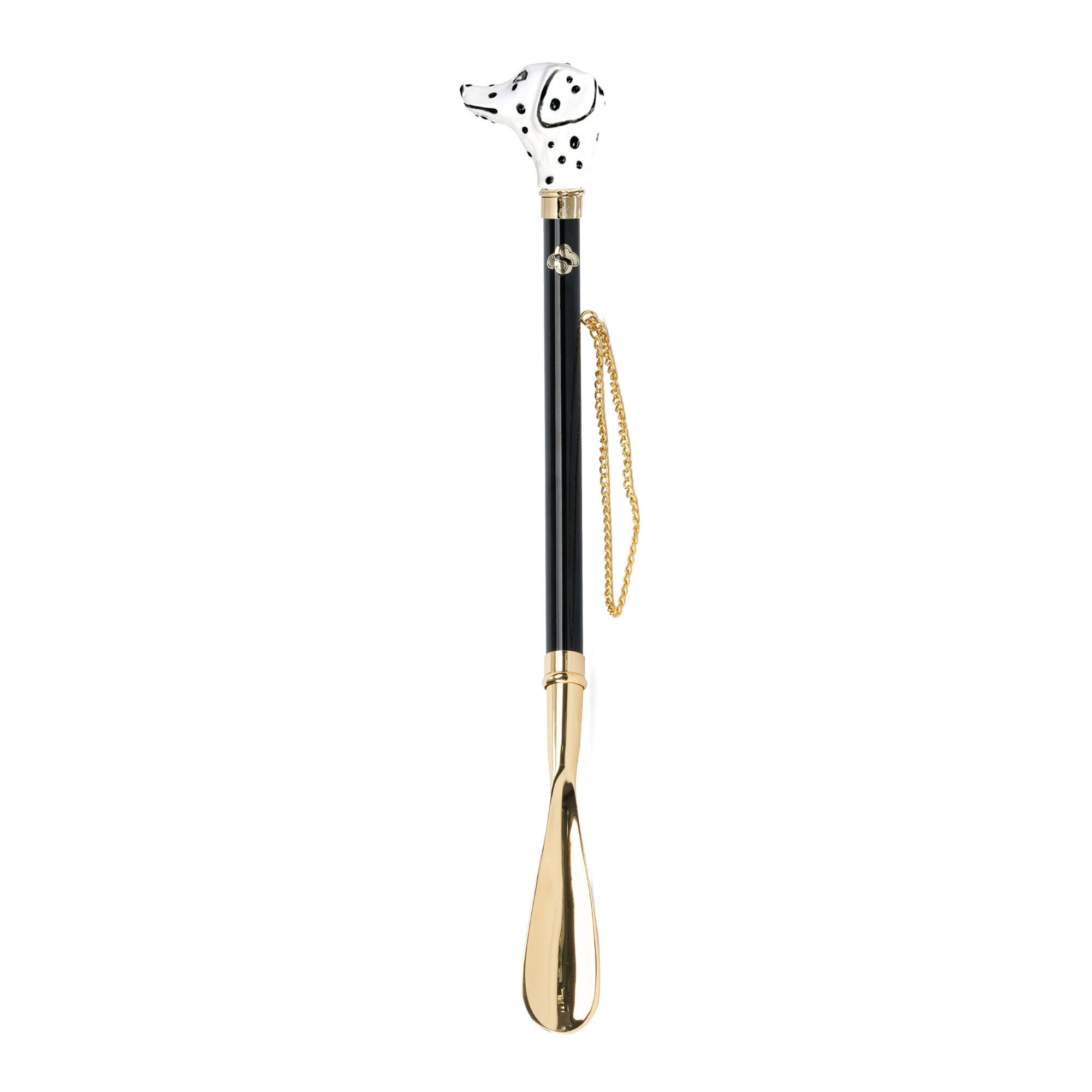 Luxury Shoehorn - Hand-Painted Dalmatian Handle | 24K Gold Plated Brass