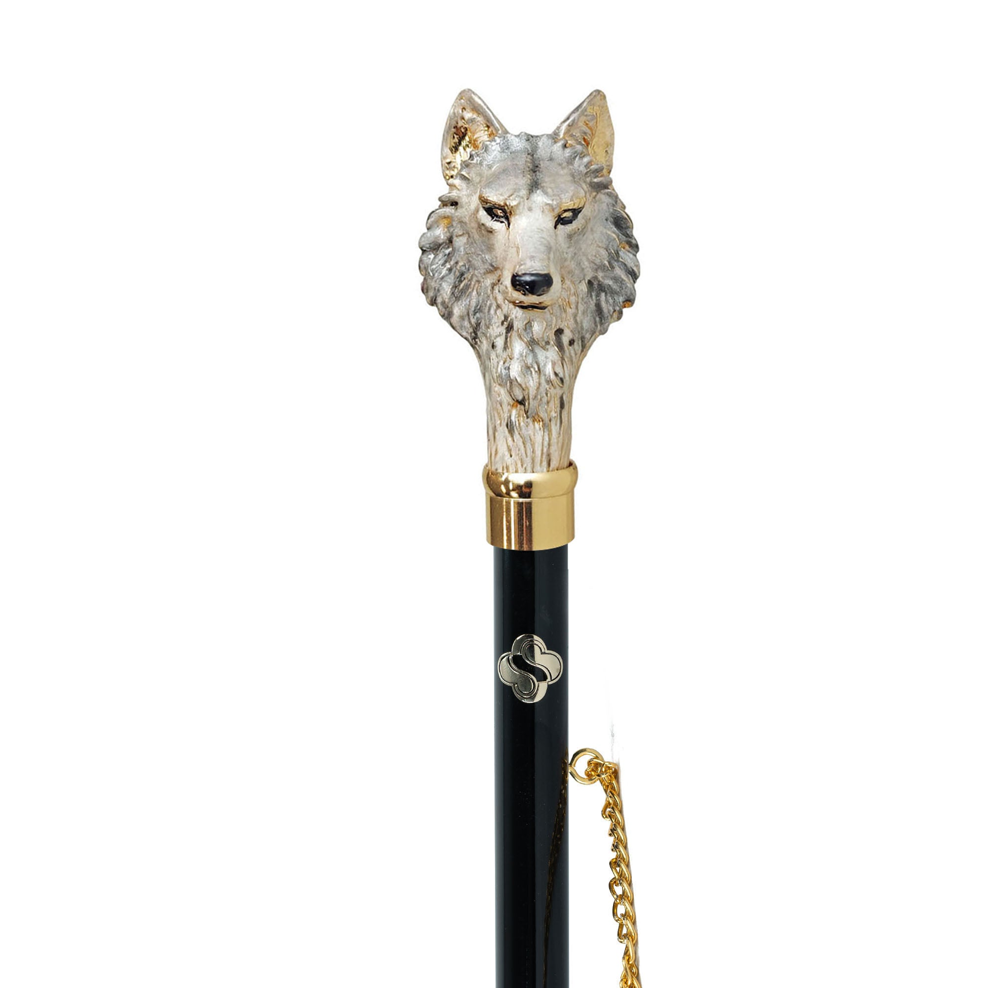 24K Gold Shoehorn - Handcrafted Italian Long Handled Wolf Design Accessory